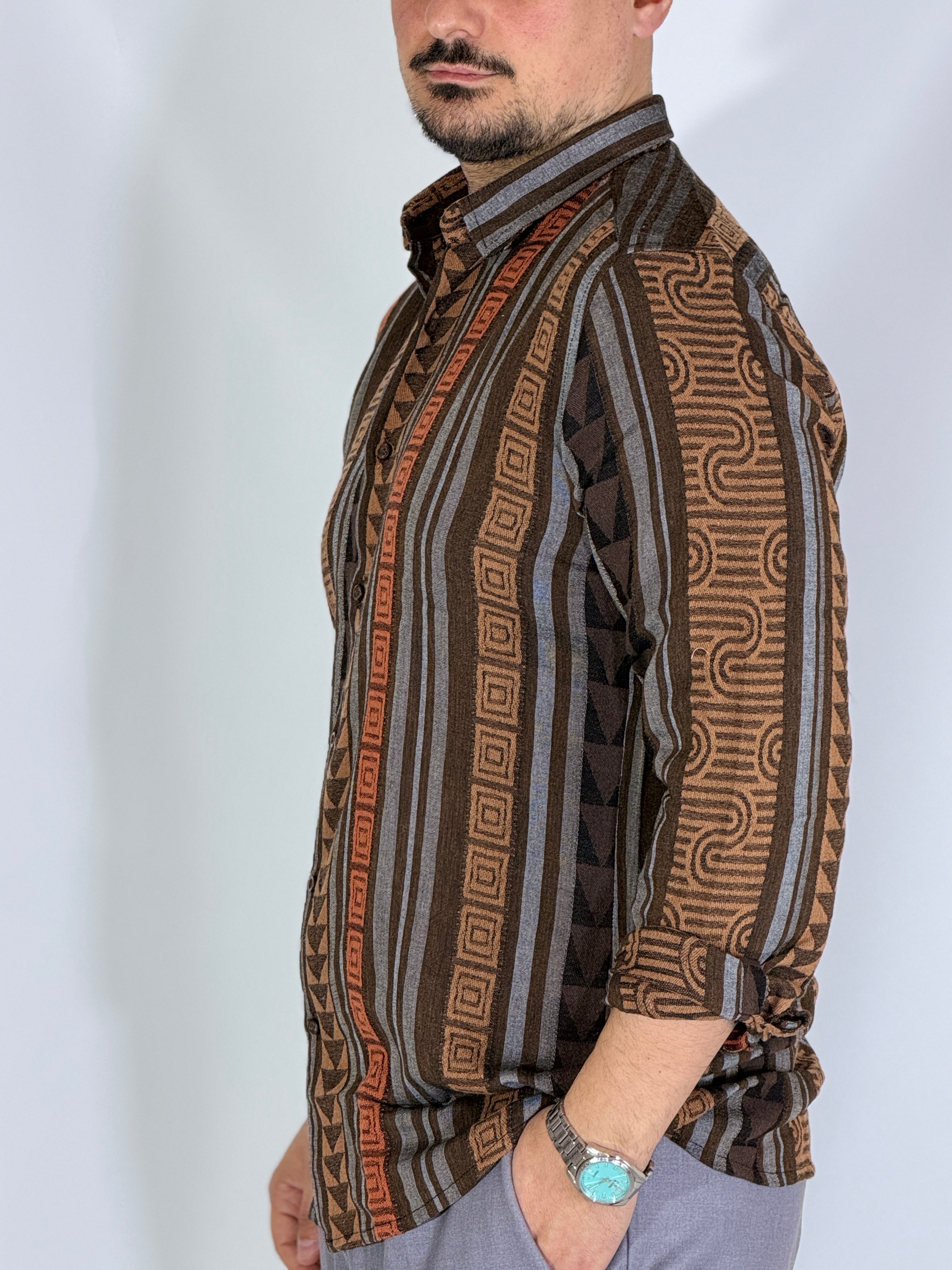 Camicia ricamata brown LIME