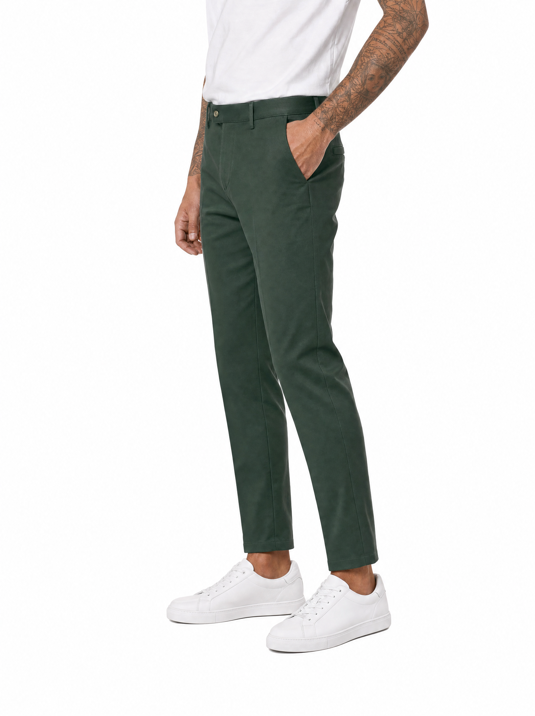 Pantalone abbottonatura laterale verde ADFS31