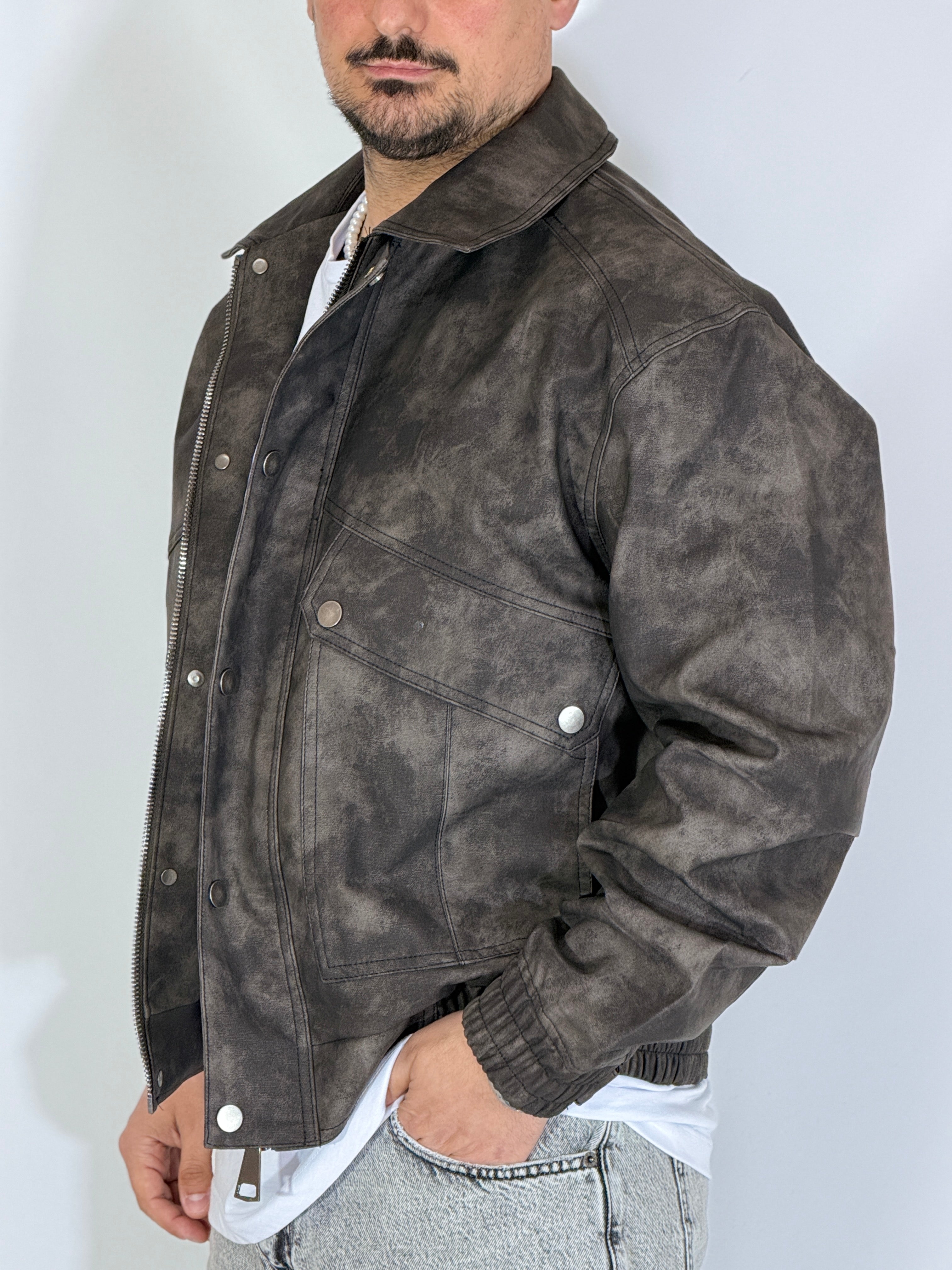 Giubbino eco-pelle nero XH8923