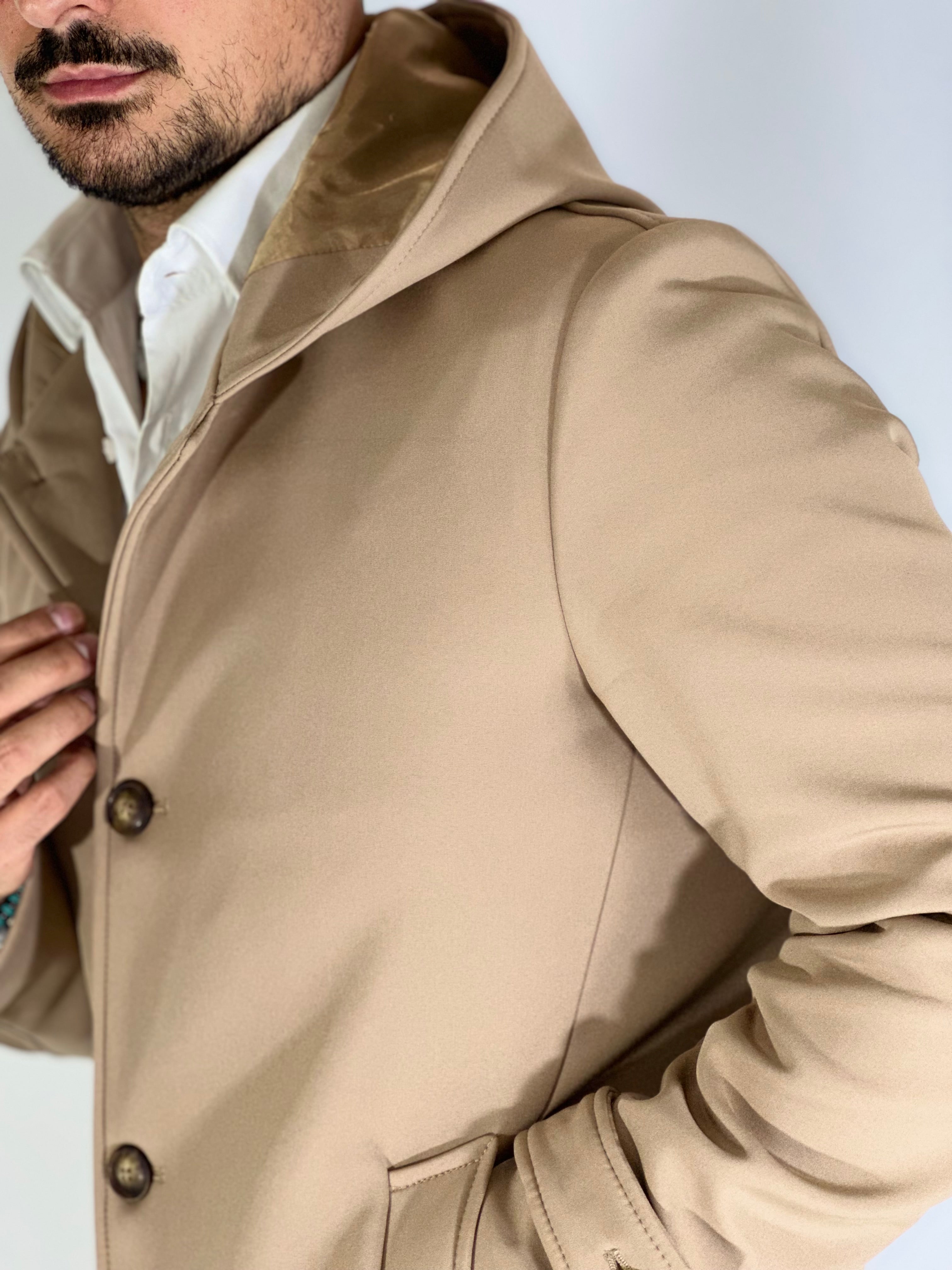 Trench con cappuccio beige DRAGON/520