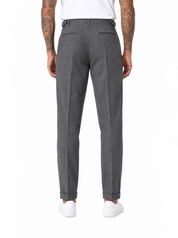 PONCHO Pantalone vita alta con fibbie grigio