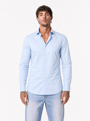 Camicia basic collo francese cielo F60
