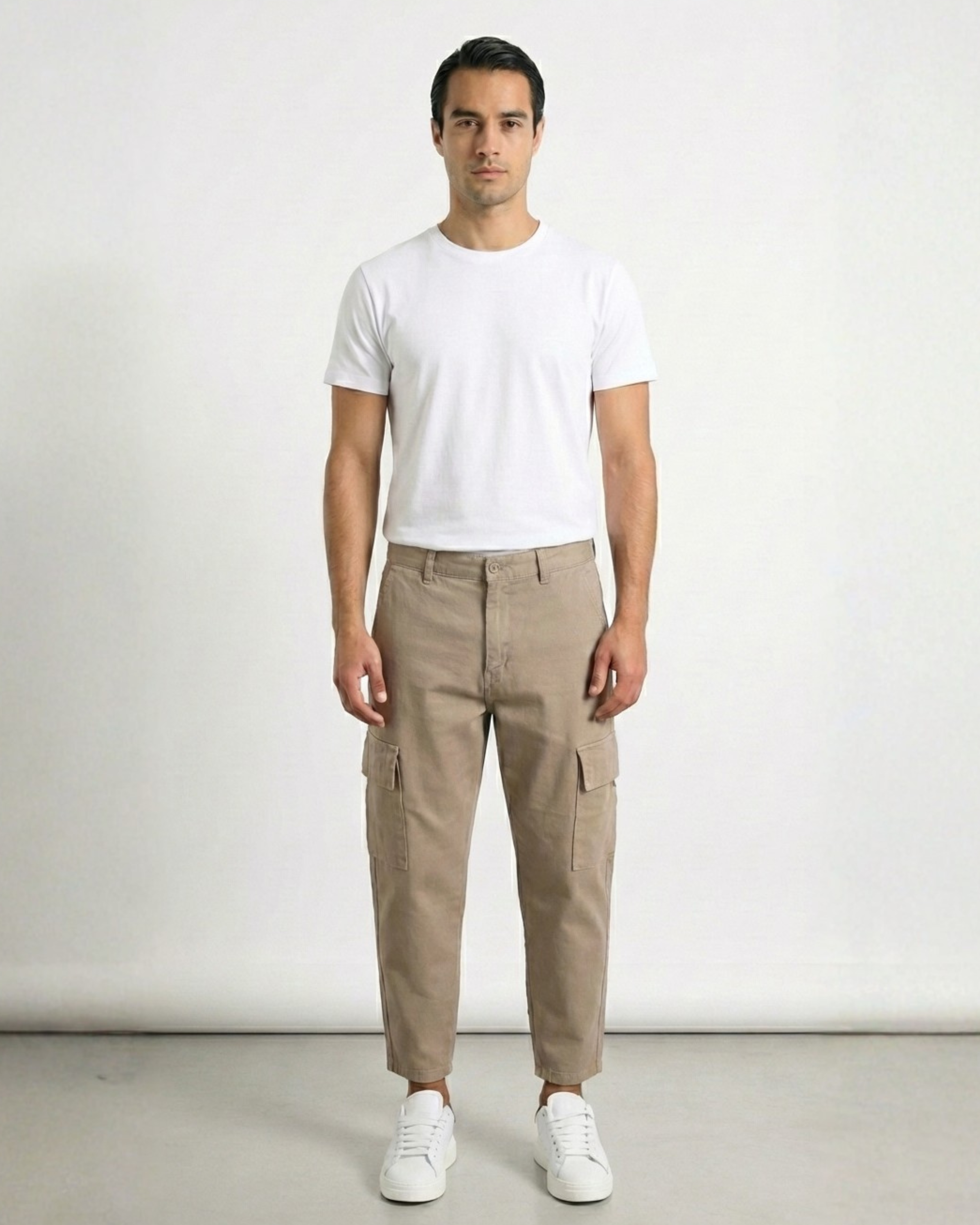 Pantalone loose fit cargo beige HARLEM