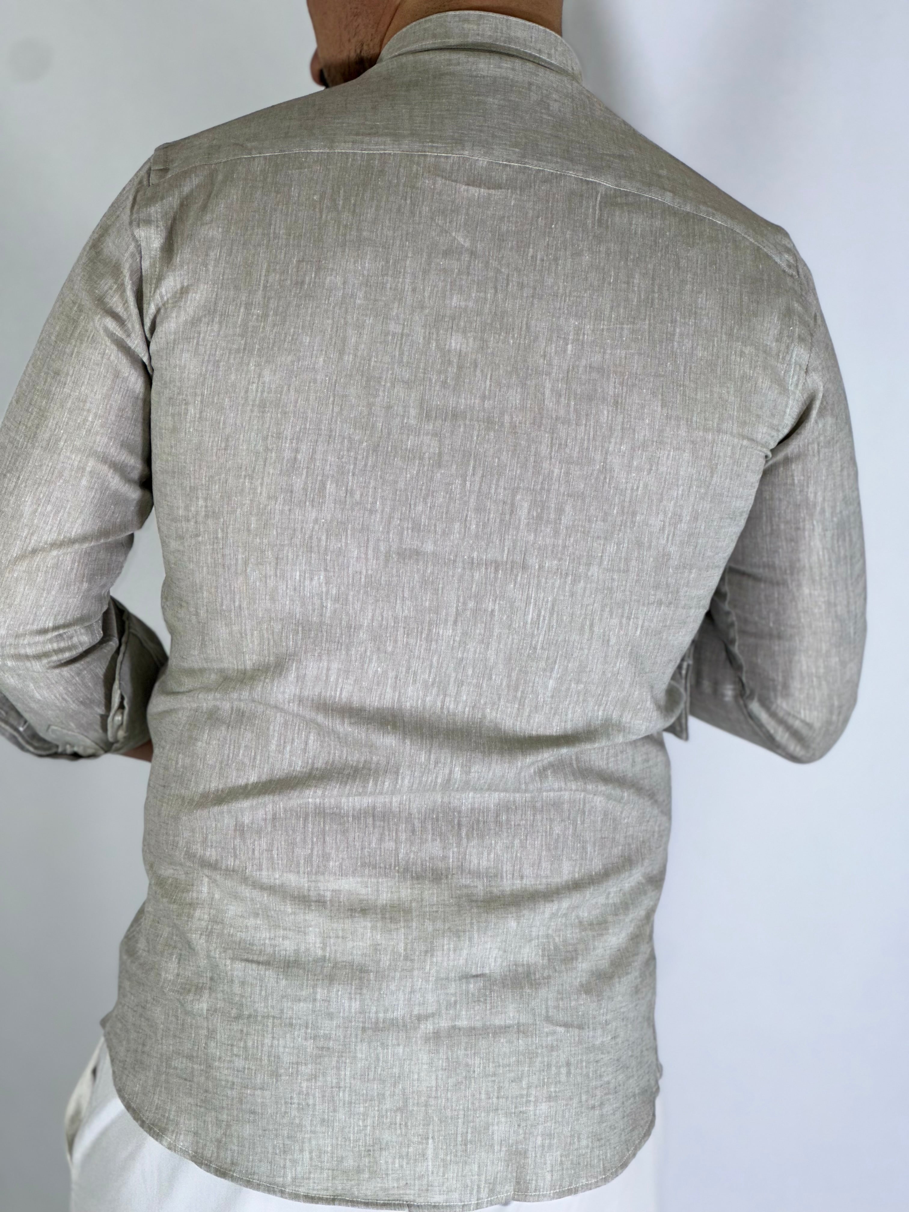 Camicia migliaccio coreana lino SALVIA