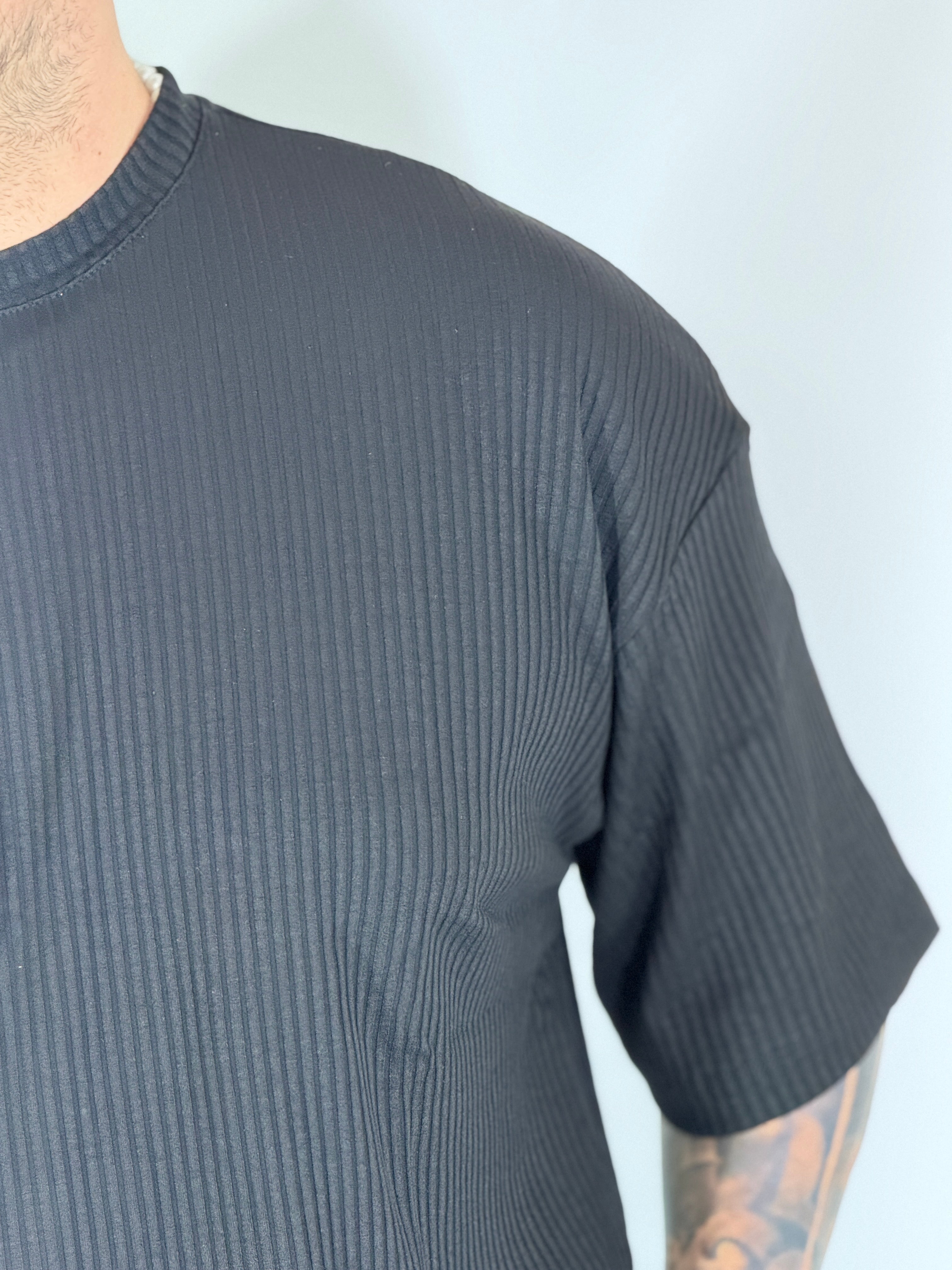 T-shirt a coste nera HERMANO