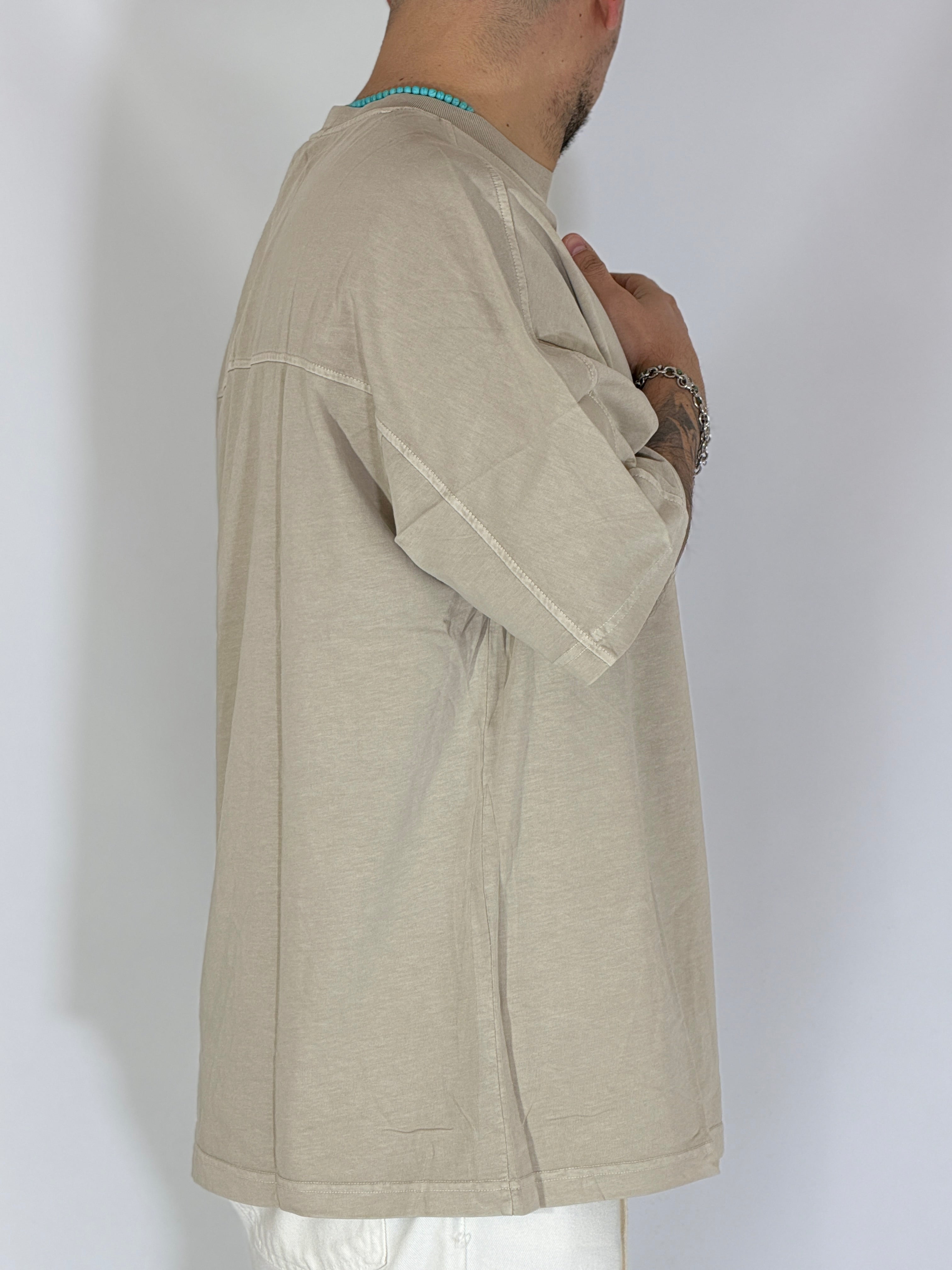 T-shirt fiammata beige 089G