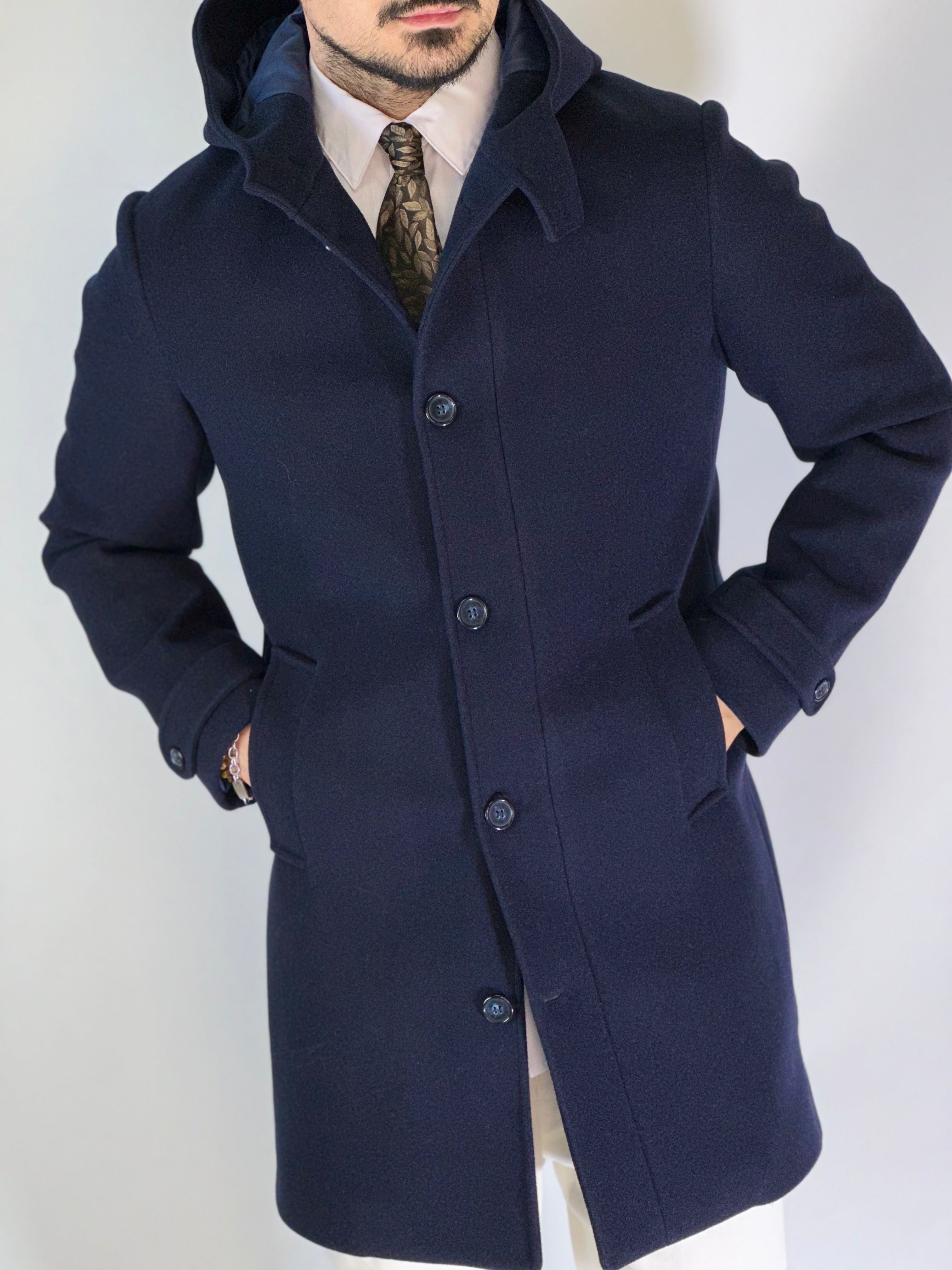 Cappotto cappuccio blu SCO/07