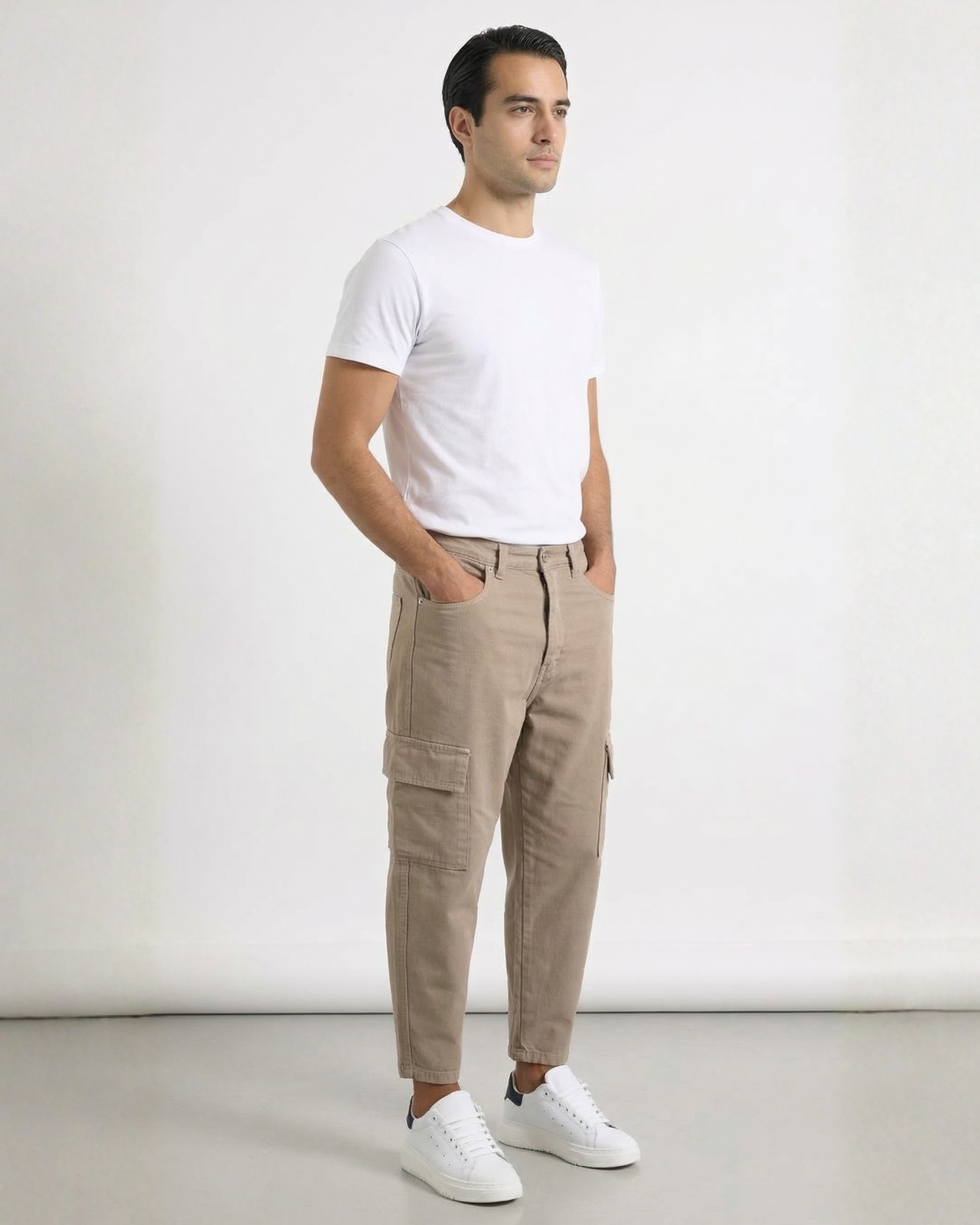 Pantalone loose fit cargo beige HARLEM