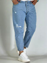 Jeans carrot chiaro con strappi 2N2T