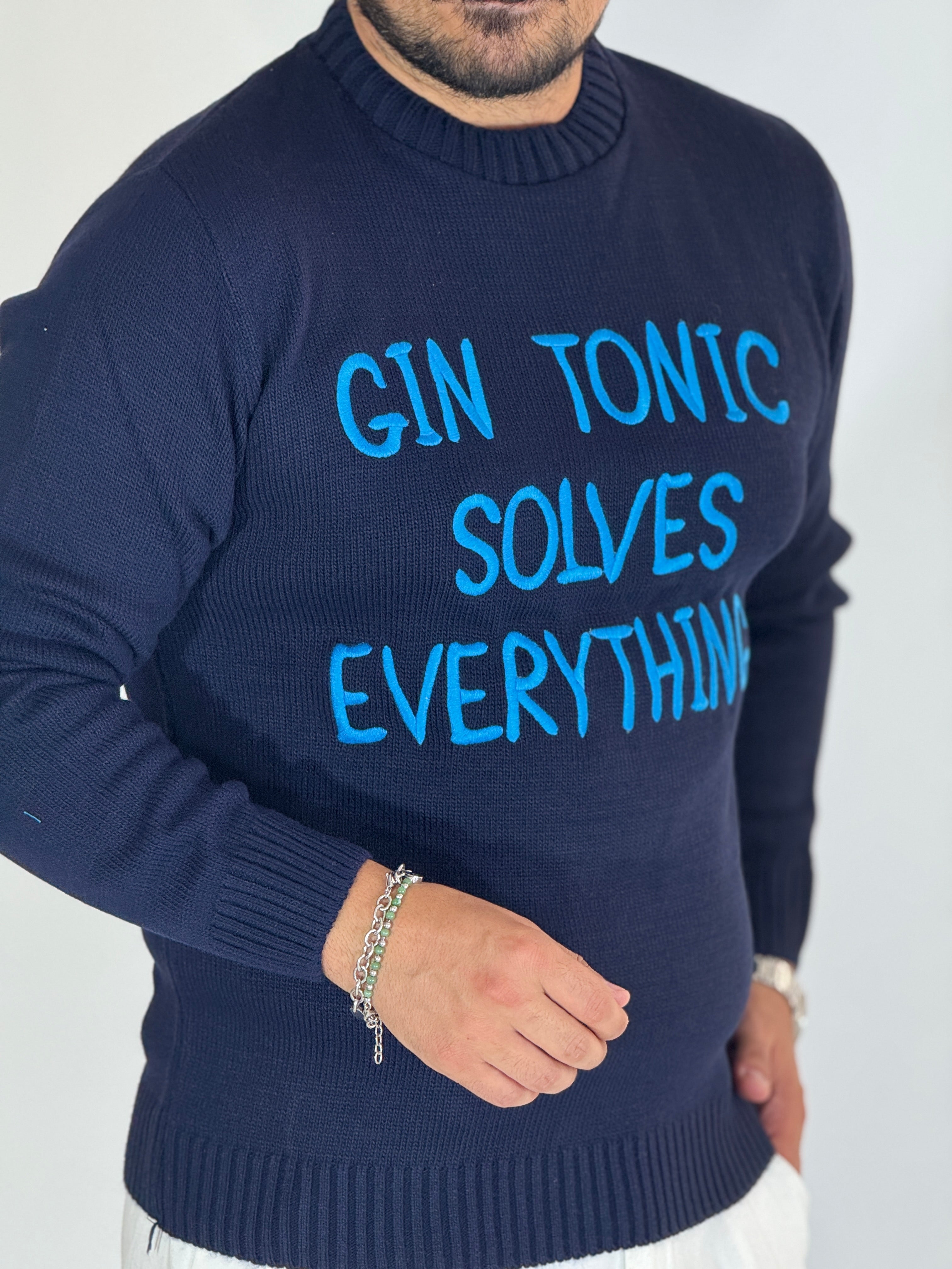 Maglia girocollo blu GIN TONIC ADG772