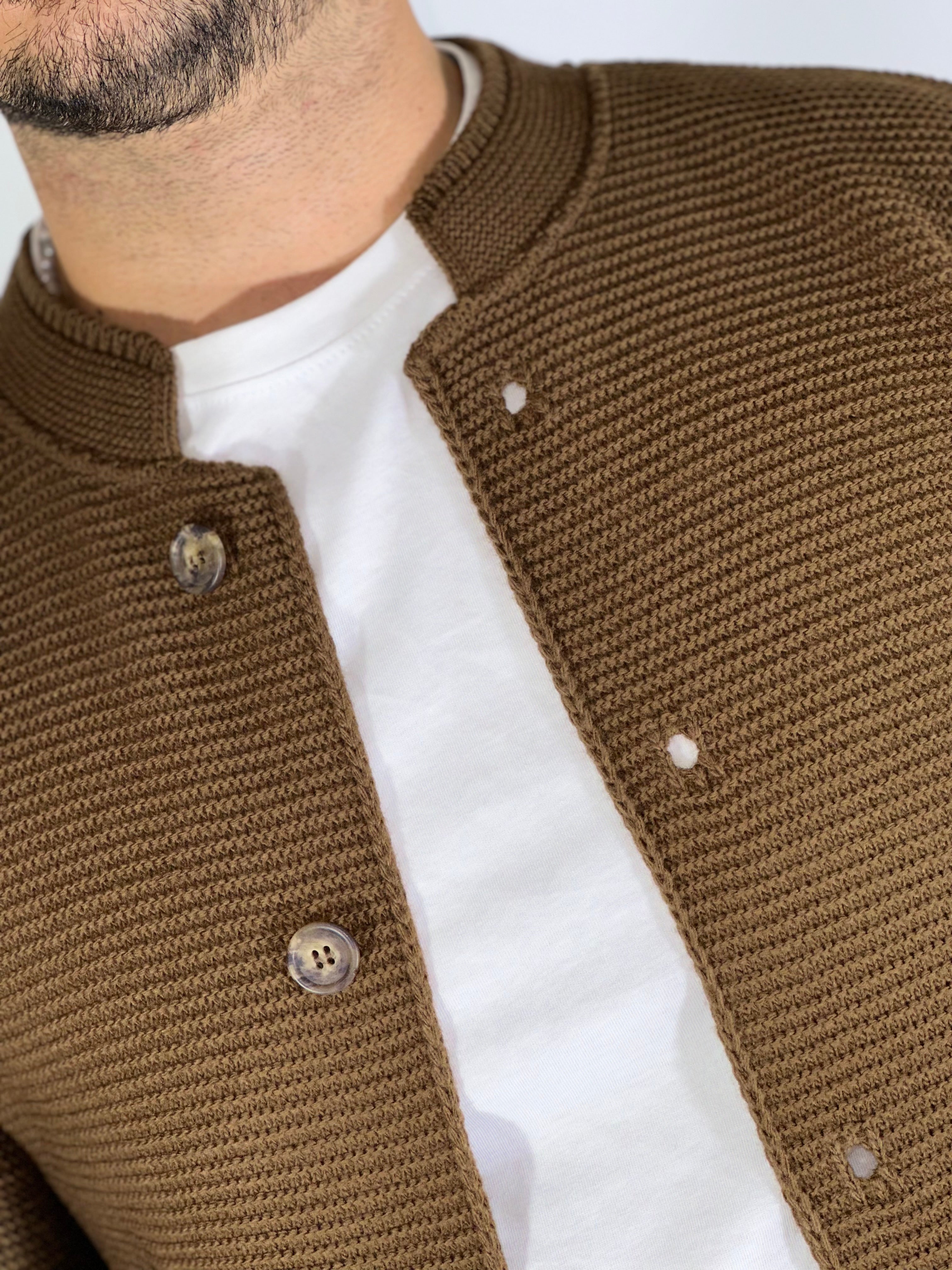 Seven · Cardigan coreano tabacco