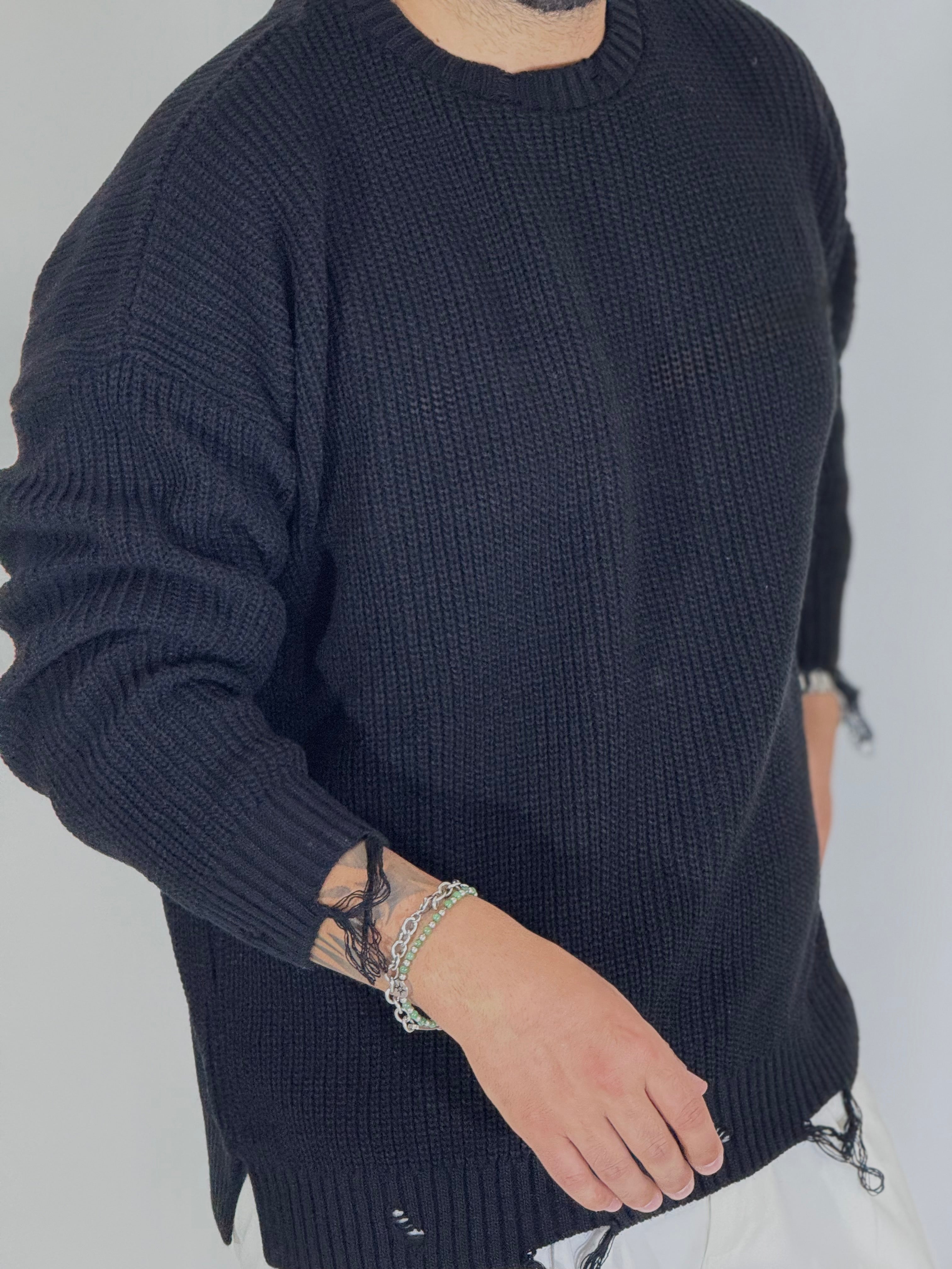 Maglione spalla scesa nero CAPORETTO
