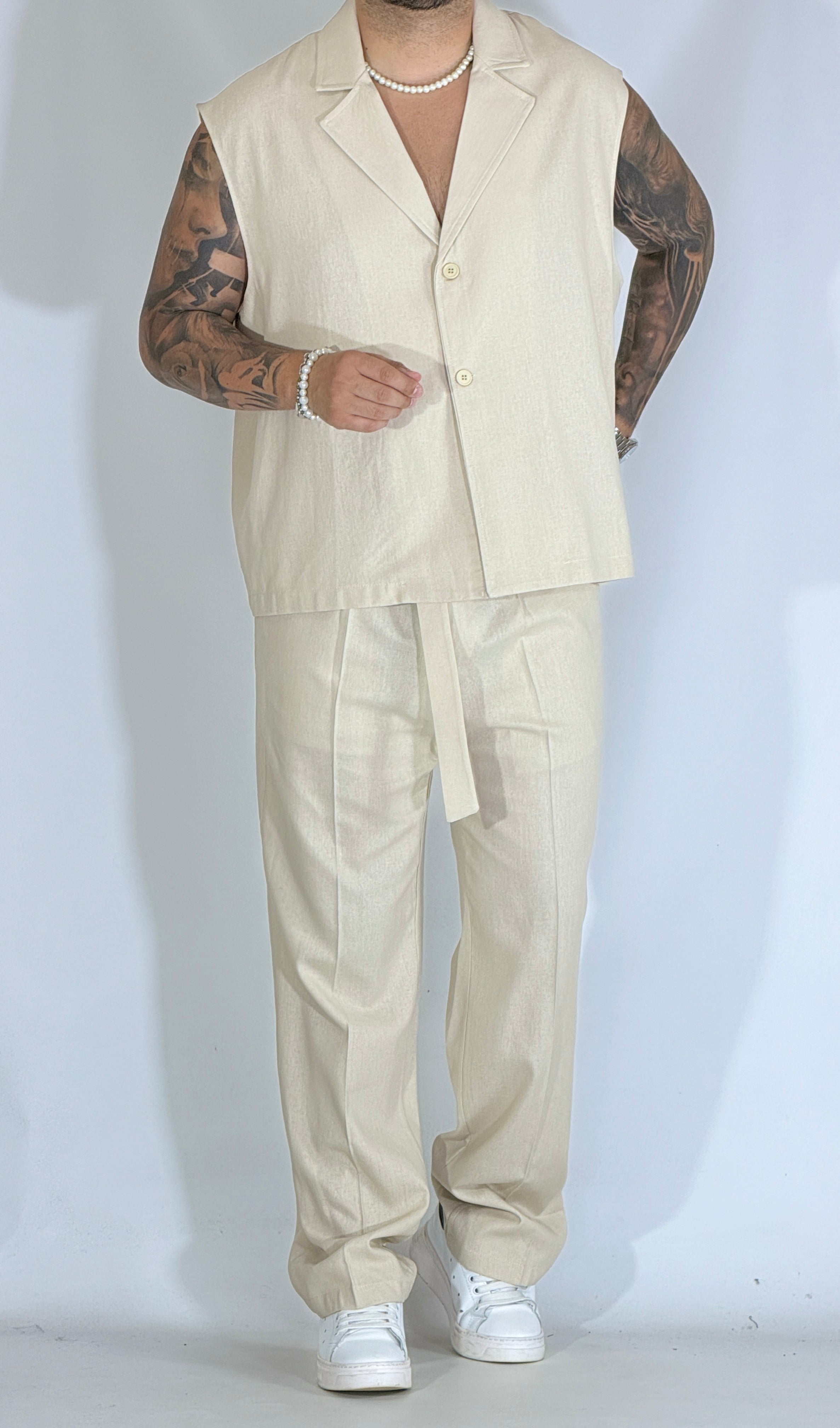 Coordinato misto lino beige 968