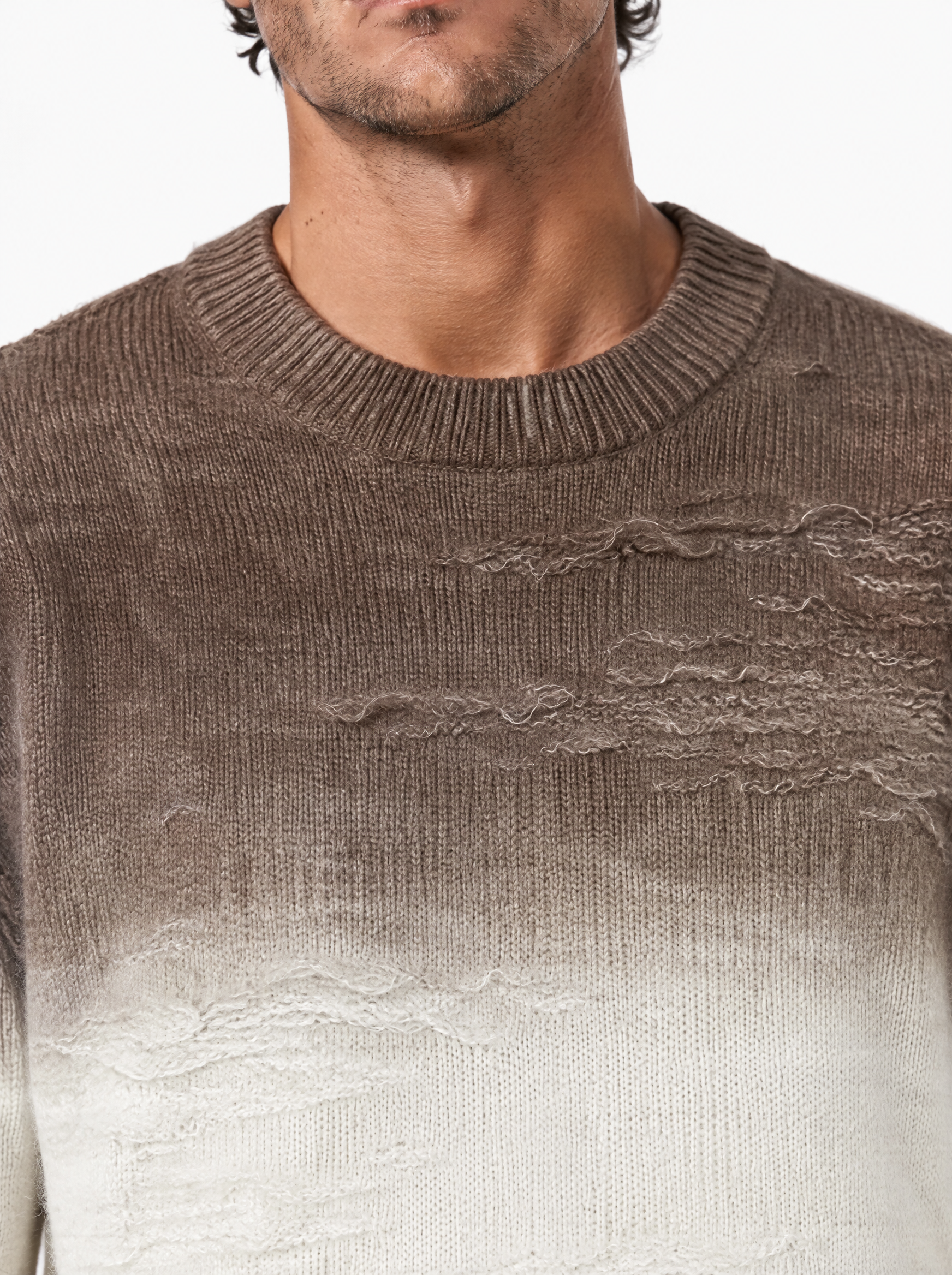 Maglia onde sfrangiata beige 4988