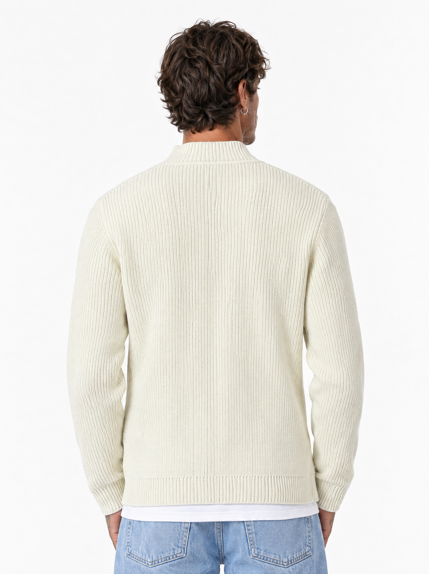 DAMON Cardigan basic a costine panna