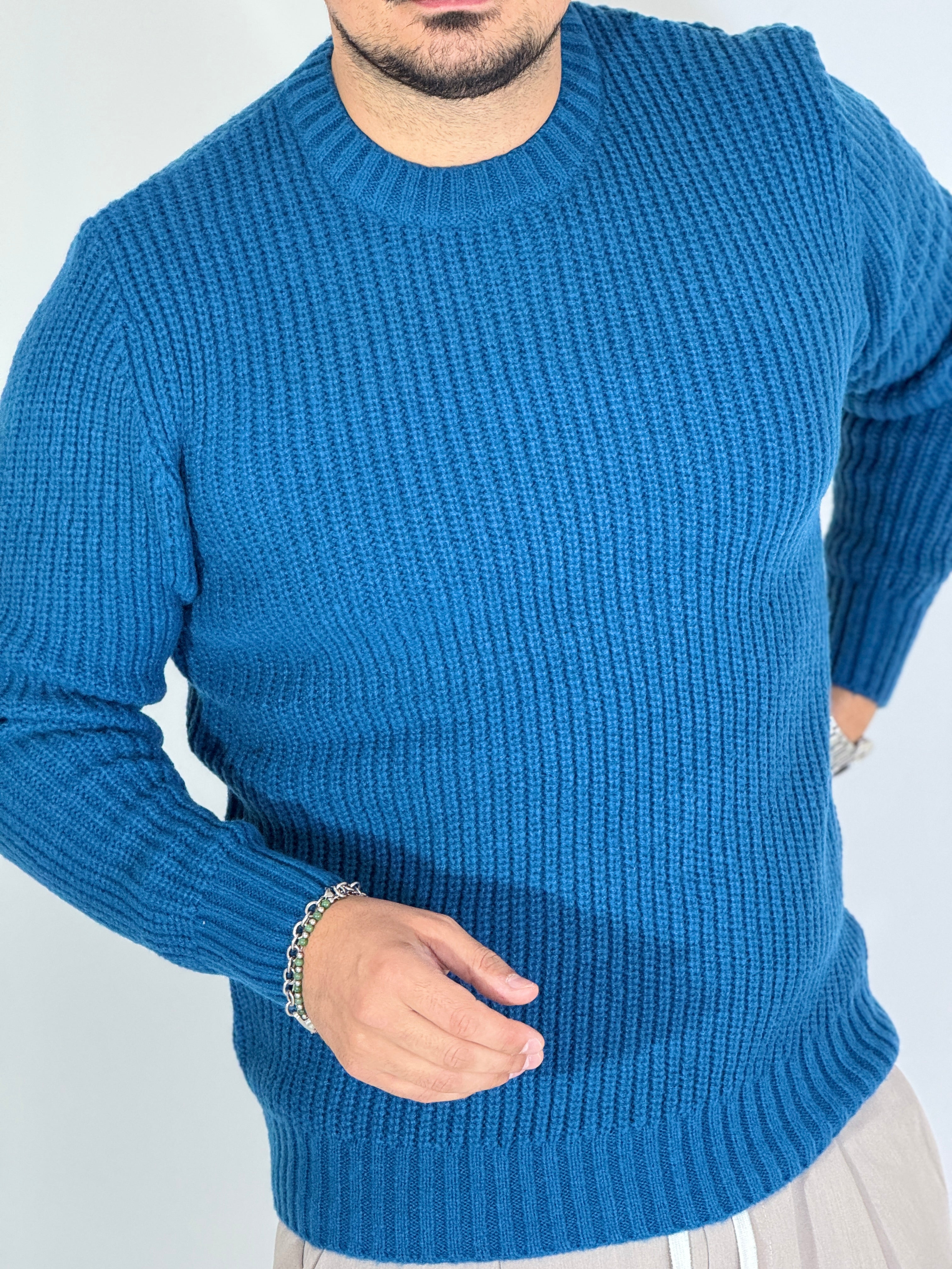 Maglione a costine acid blue NWS2206-9