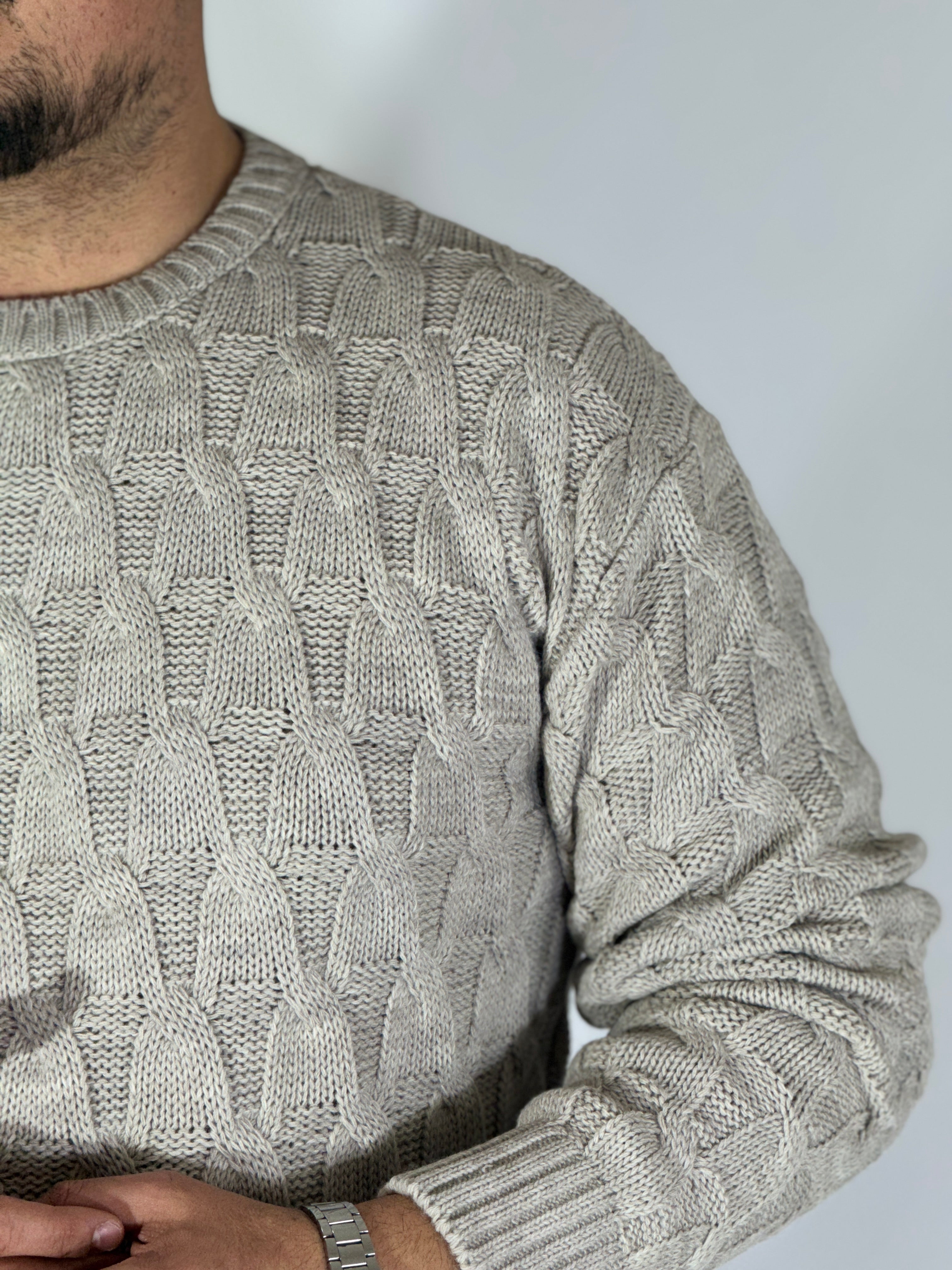 Maglia con trecce beige BK77006