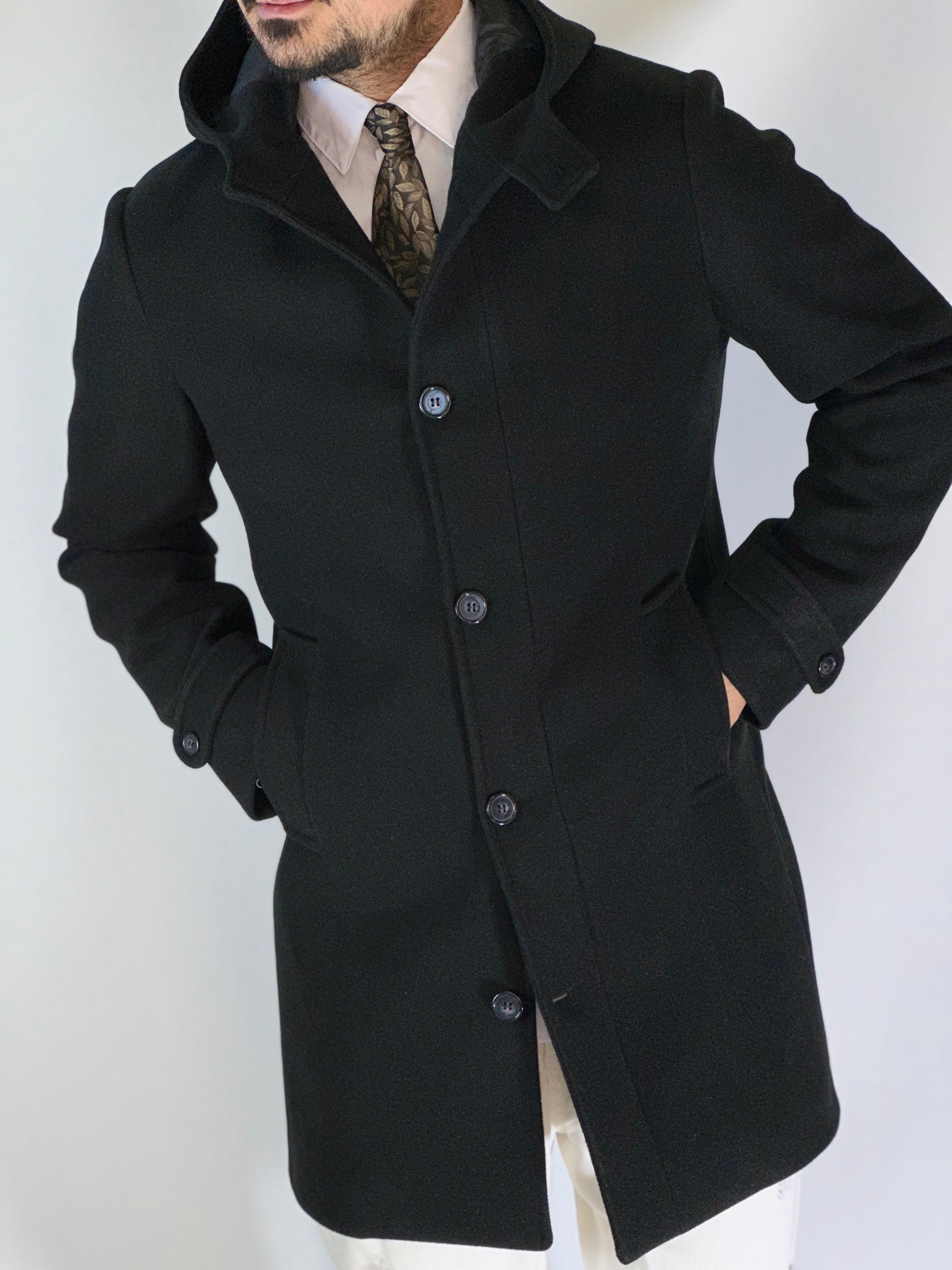 Cappotto cappuccio nero SCO/07