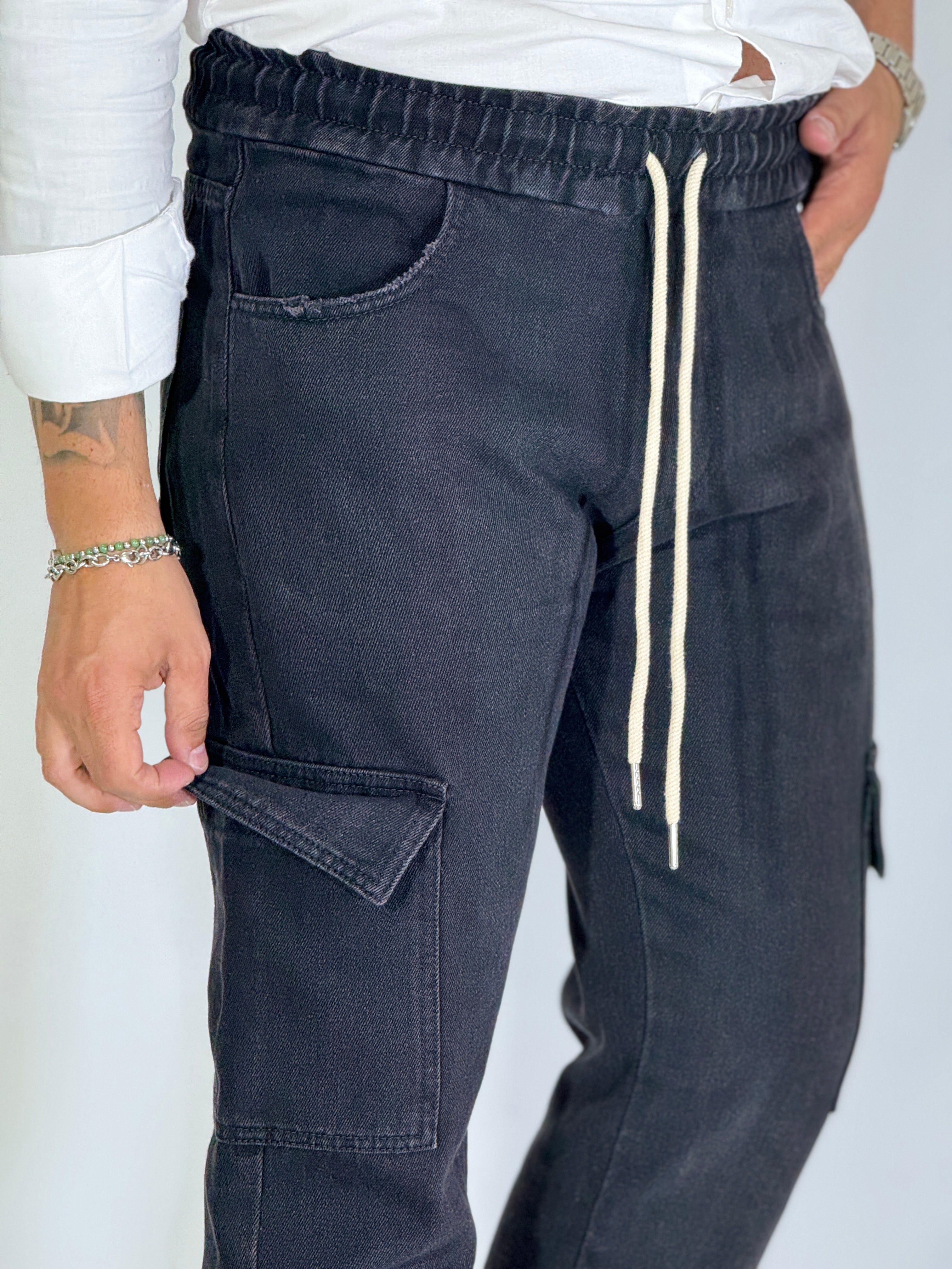 Pantalaccio con tasconi nero PMNL01-10-08