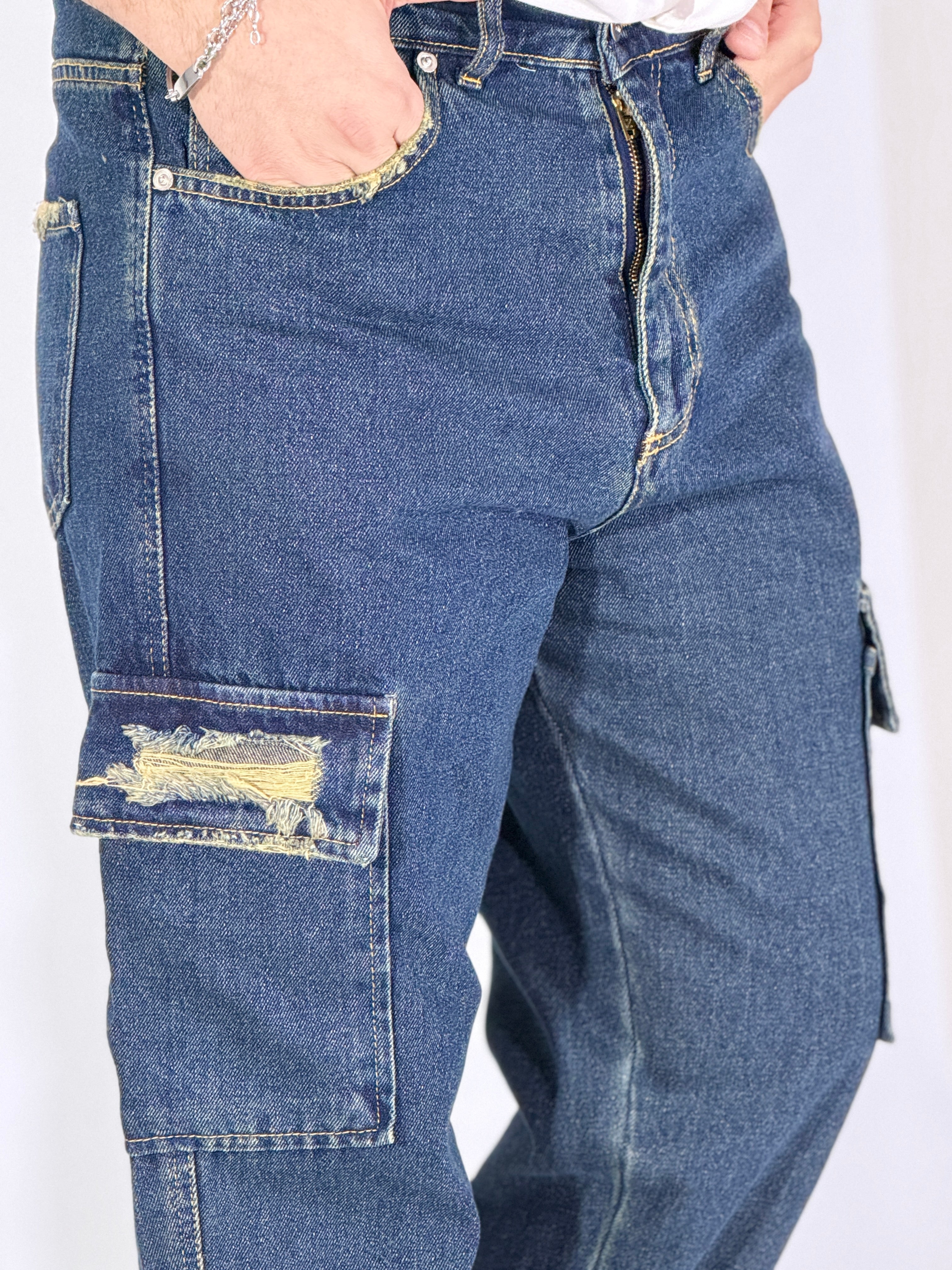 Kenya· Jeans loose fit cargo sabbiato