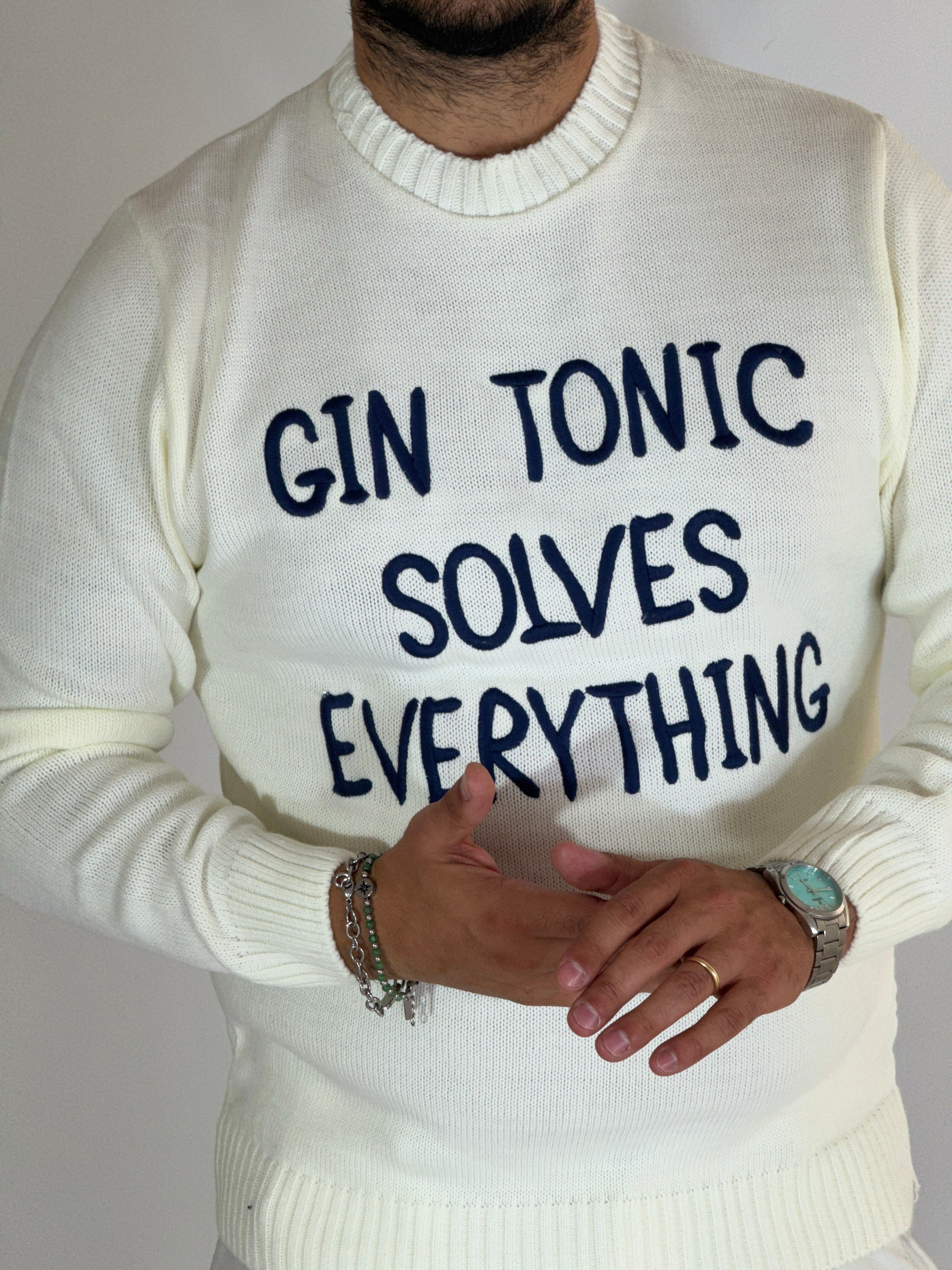 Maglia girocollo bianca GIN TONIC ADG772