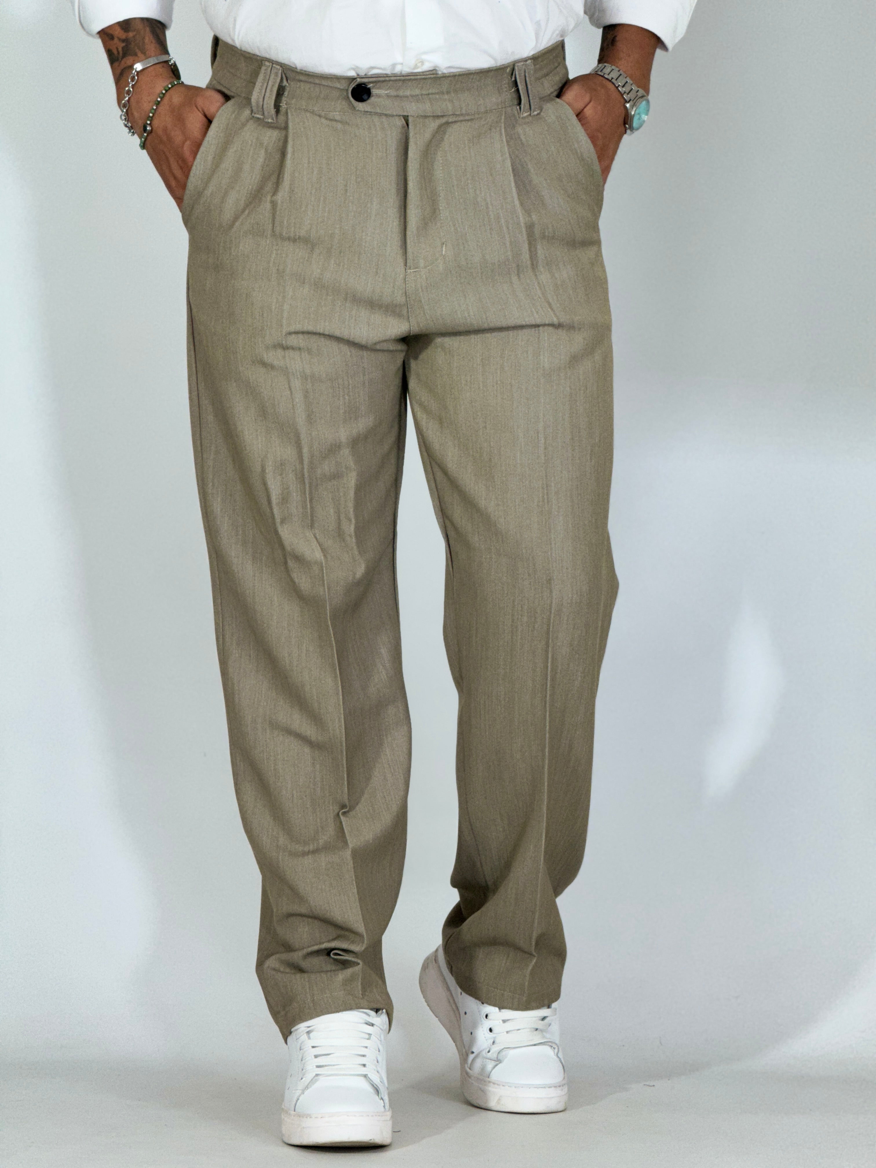 Pantalone palazzo tortora PU3325