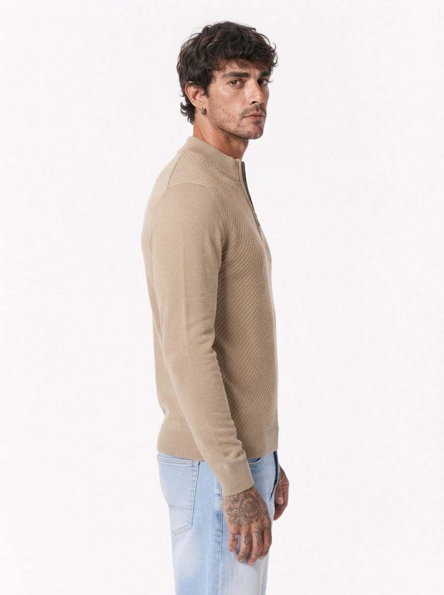 Maglia lupetto zip apricot M886