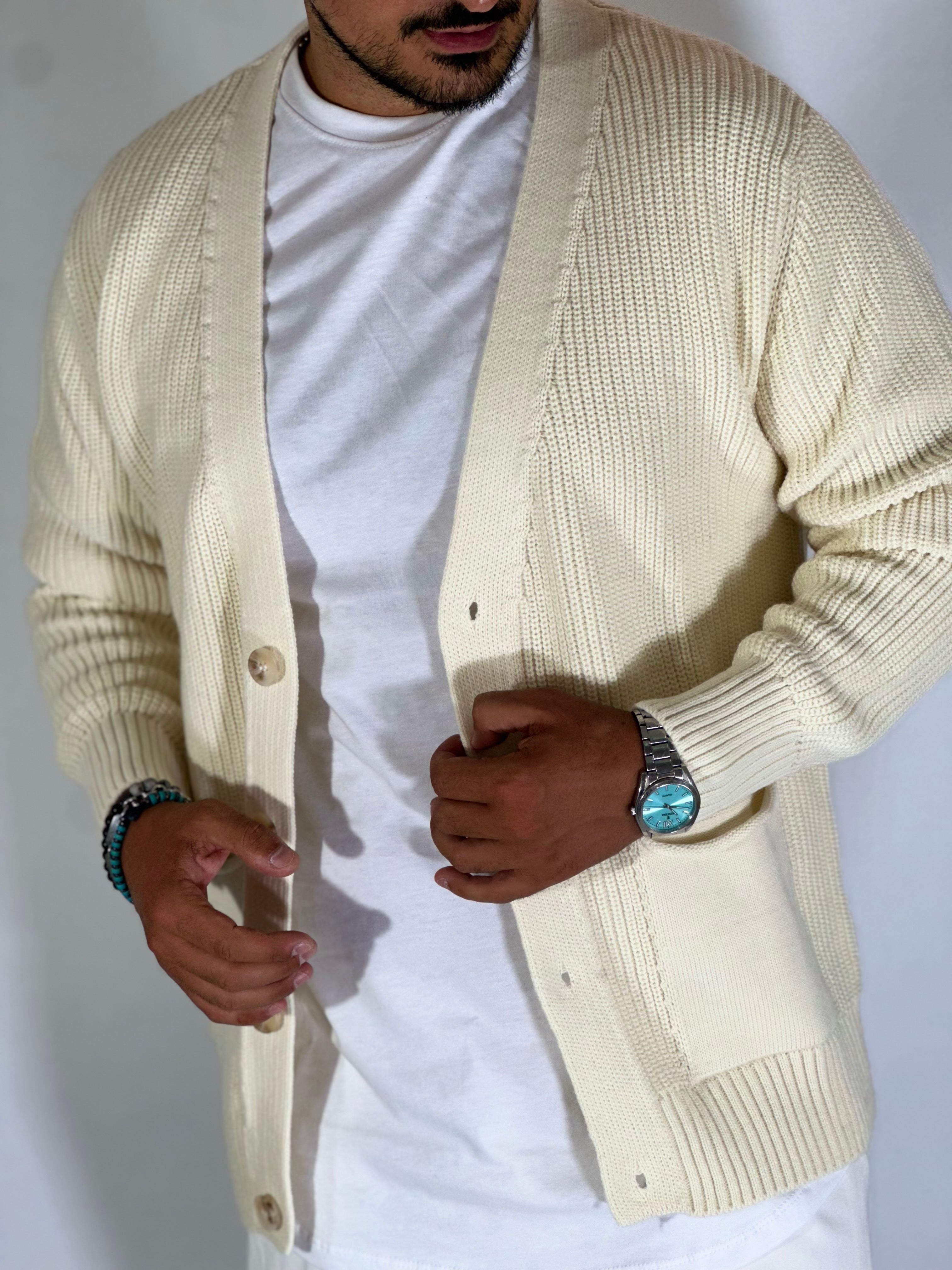 Cardigan con tasche beige PHC/019