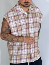 Camicia smanicata quadri moro AD1763