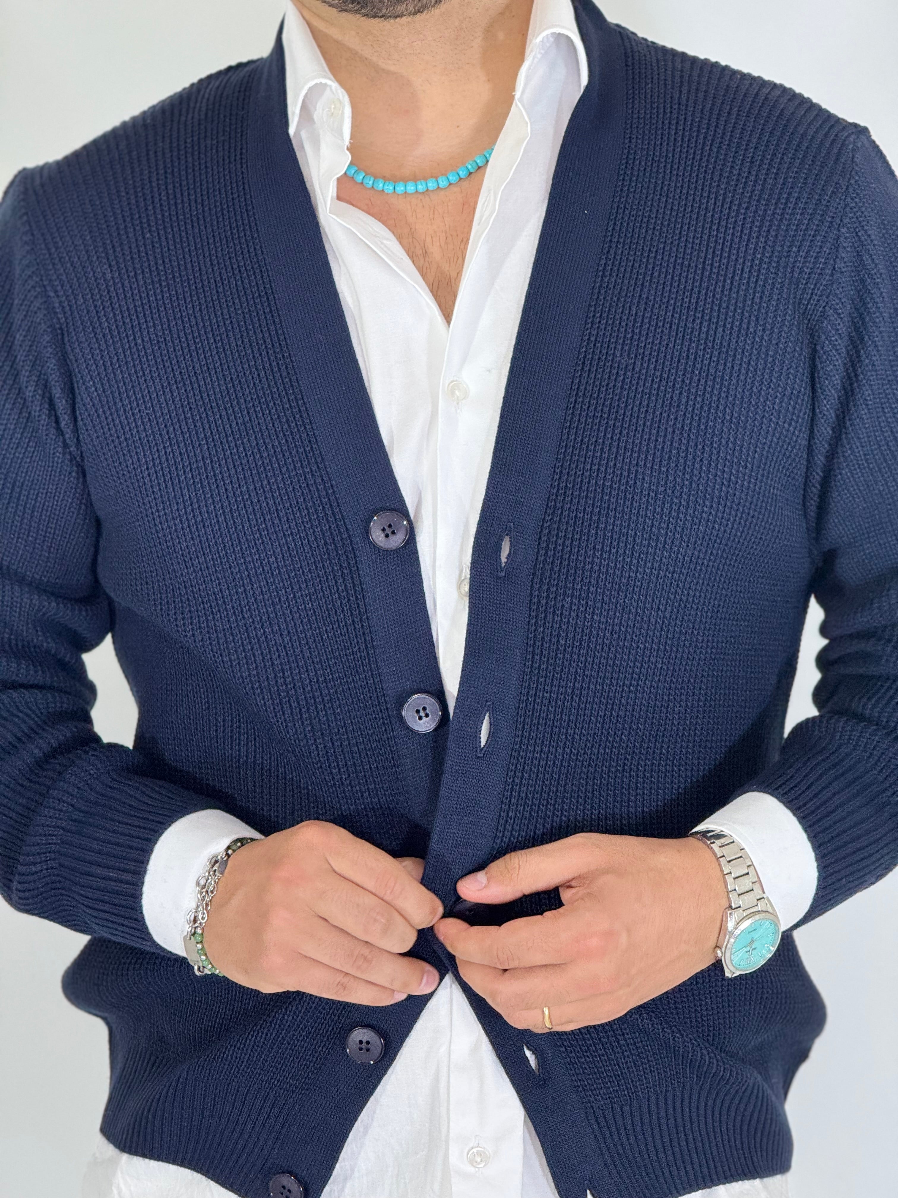 Cardigan invernale scialla blu BPK2507