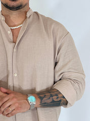 Breeze • Coordinato palazzo drappeggiato beige