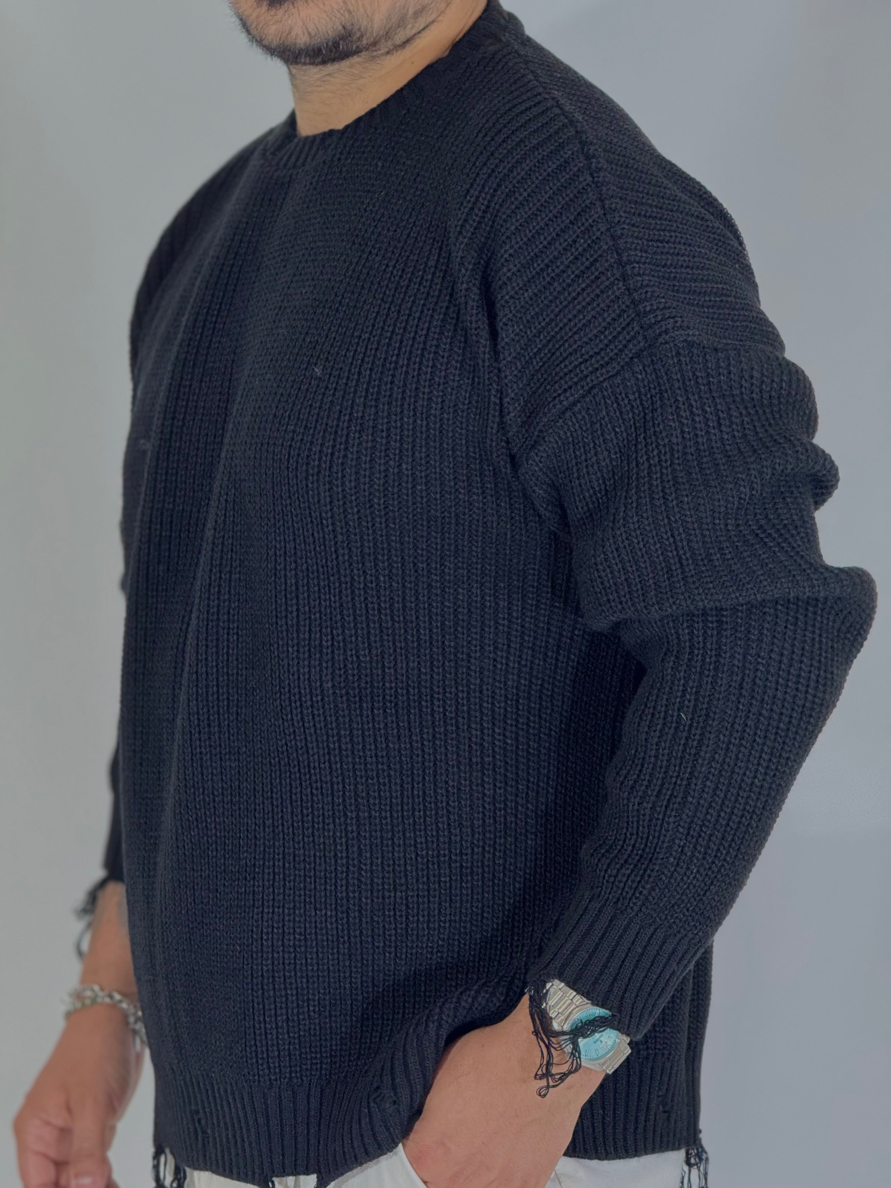 Maglione spalla scesa nero CAPORETTO