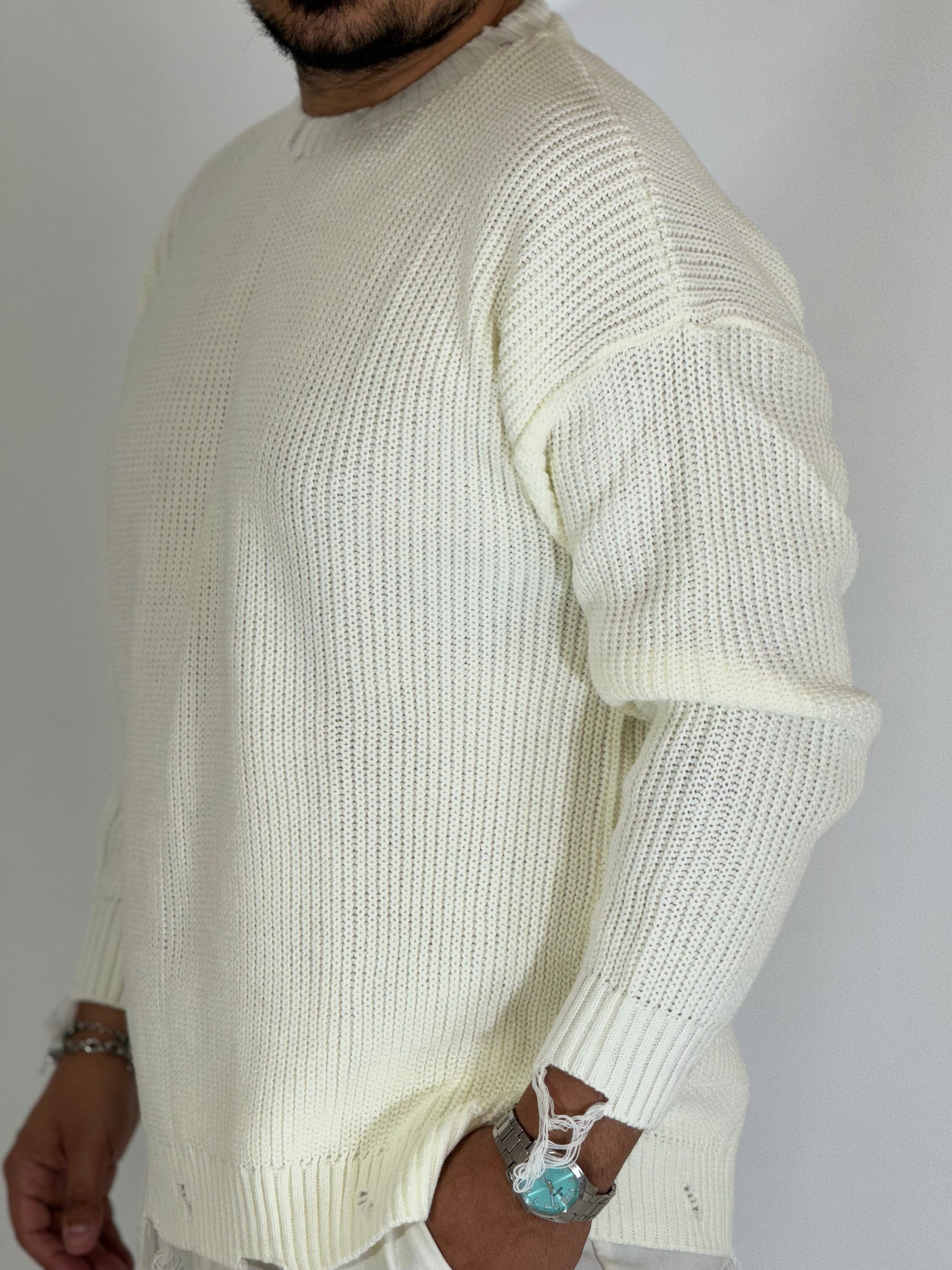 Maglione spalla scesa panna CAPORETTO