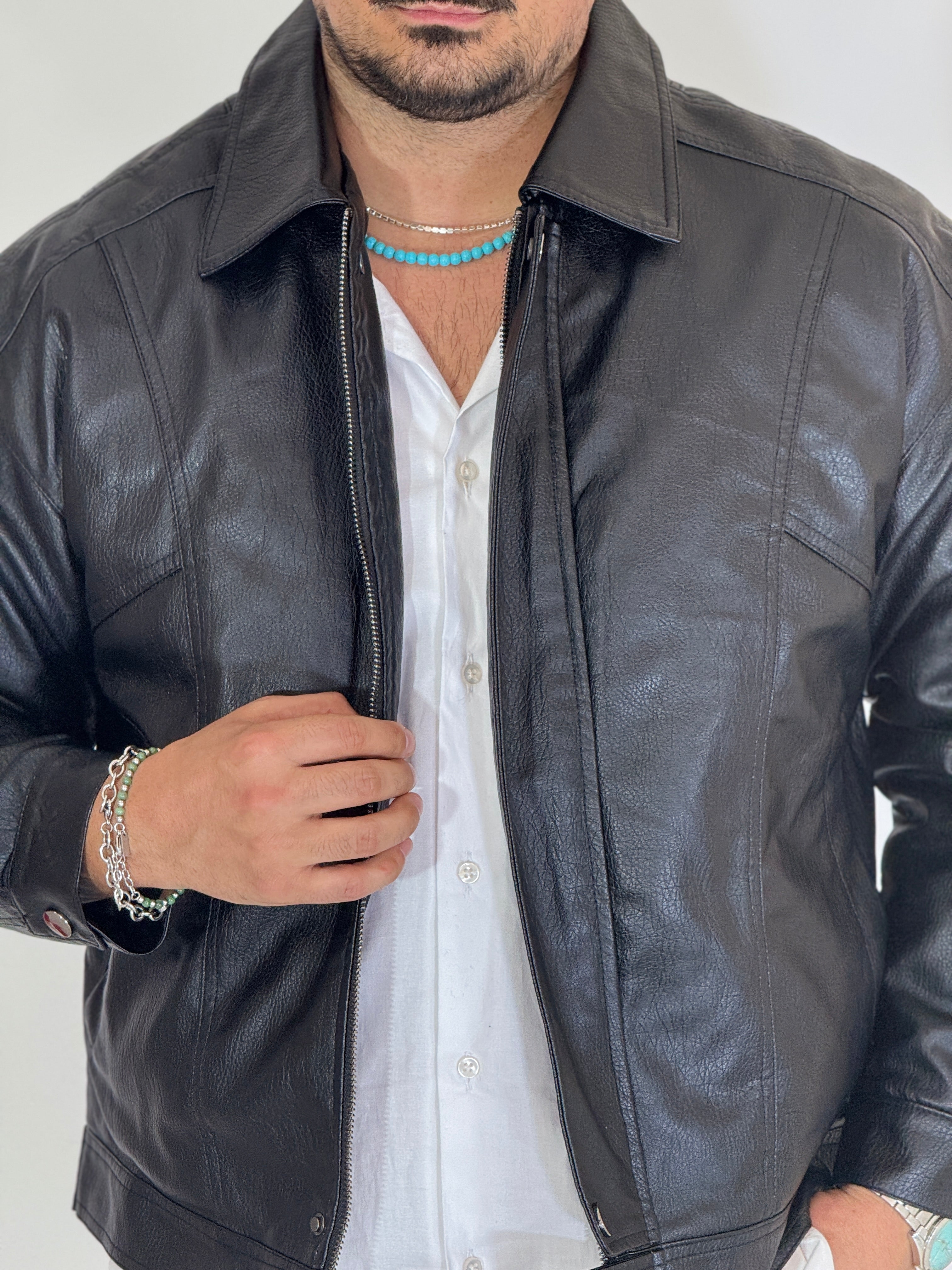 Giubbino eco-pelle nero 88510-9