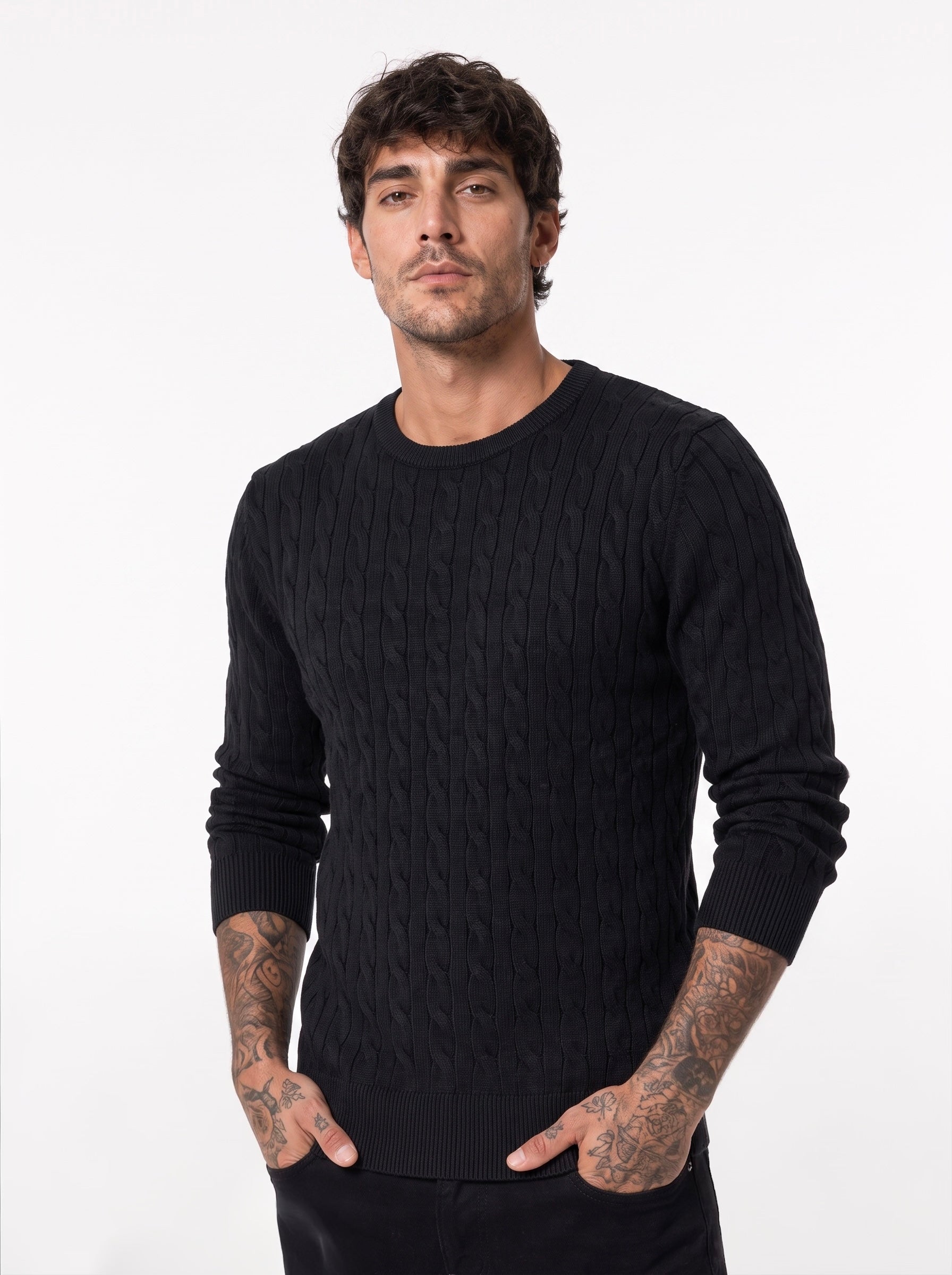 Maglia intrecciata nera AD2213