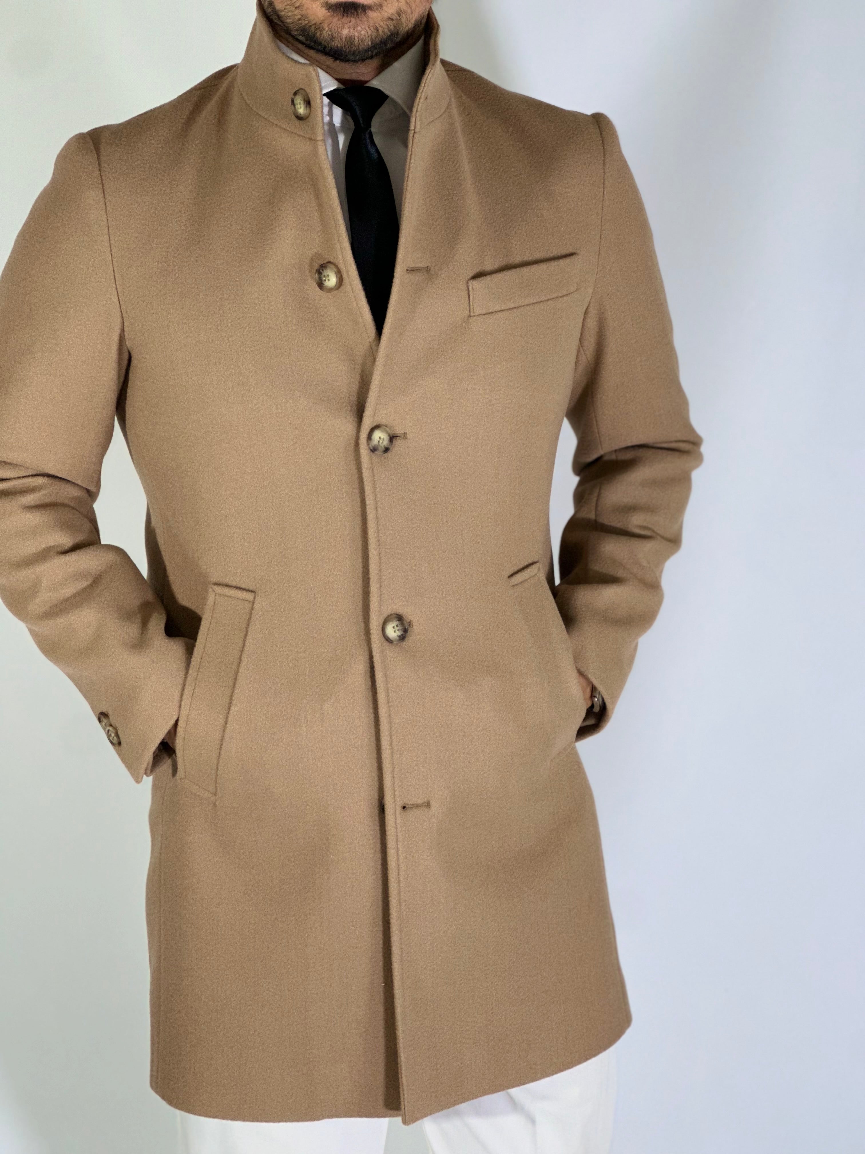 Cappotto coreano camel CPZAZA25