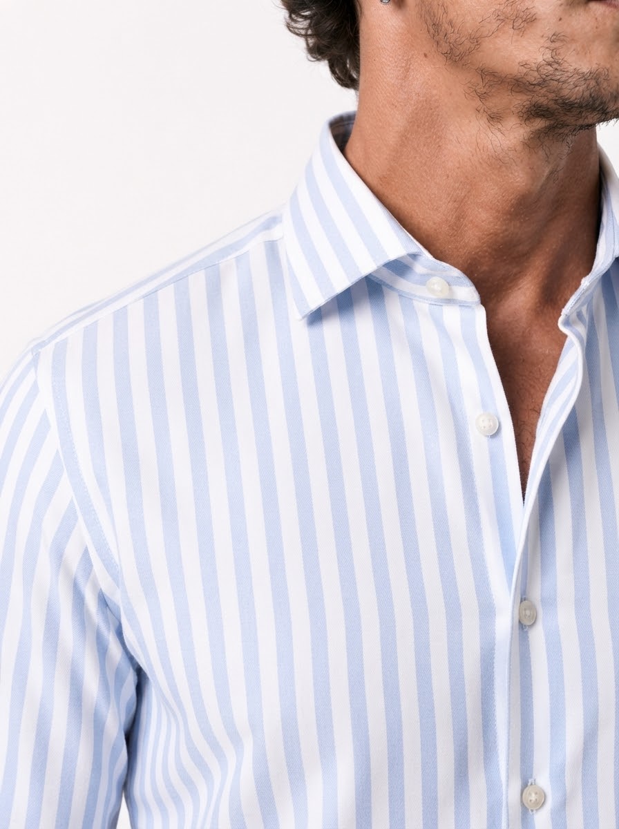 FORLI Camicia rigata cielo