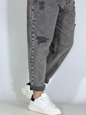 Jeans japan marmorizzato nero con rotture