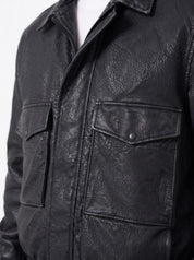 Giubbino imbottito eco-pelle nero YF1702
