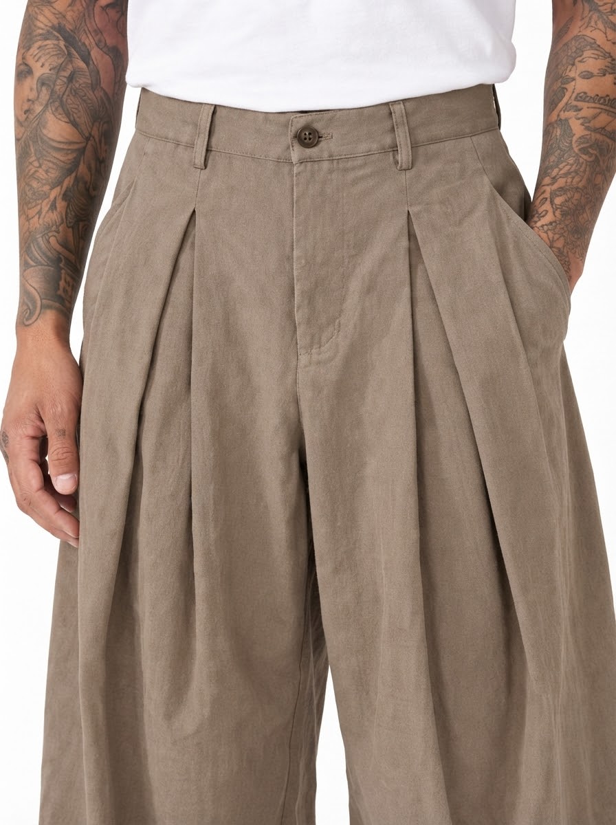NARCISO Pantalone balloon maxi pinces beige