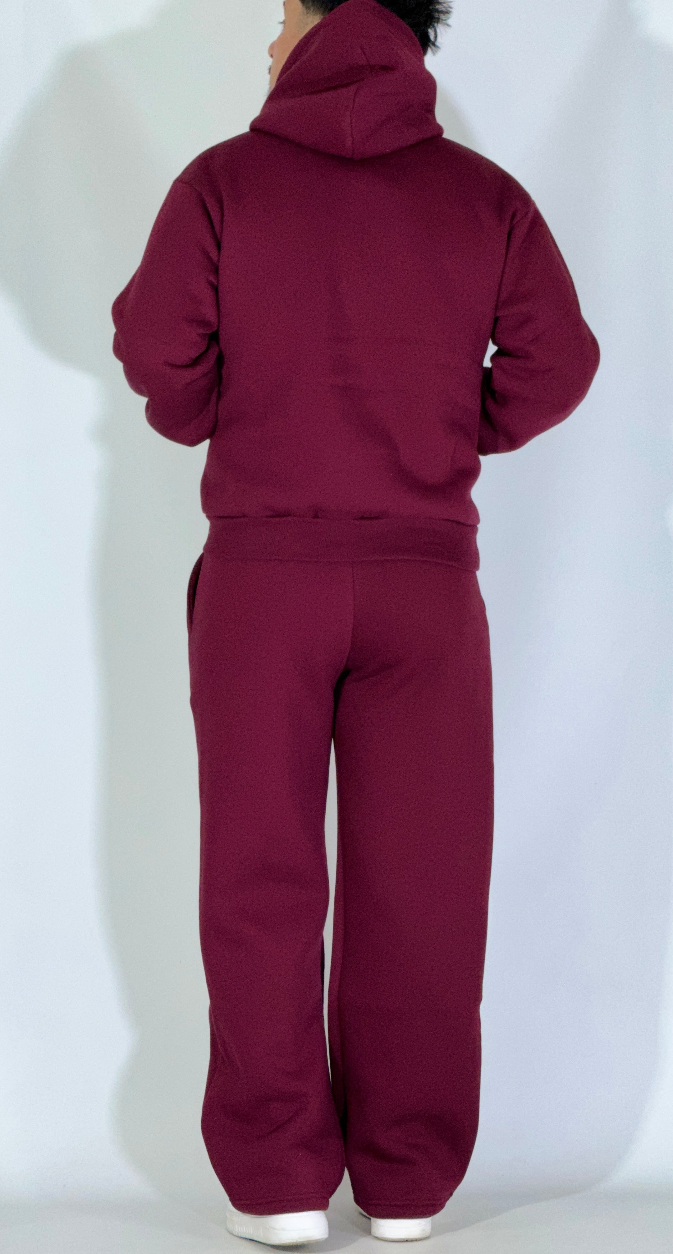Completo tuta palazzo felpato bordeaux AD120