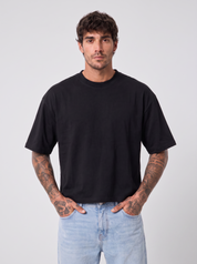 T-shirt crop lento nera/rosa 41848