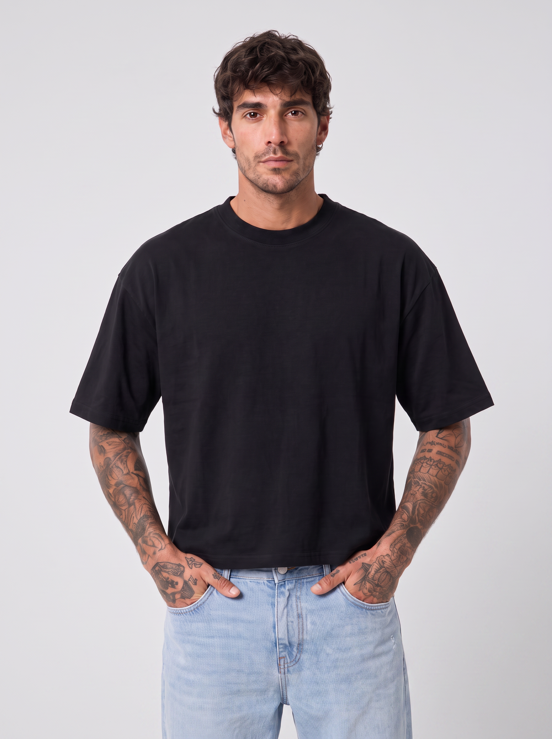 T-shirt crop lento nera/rosa 41848