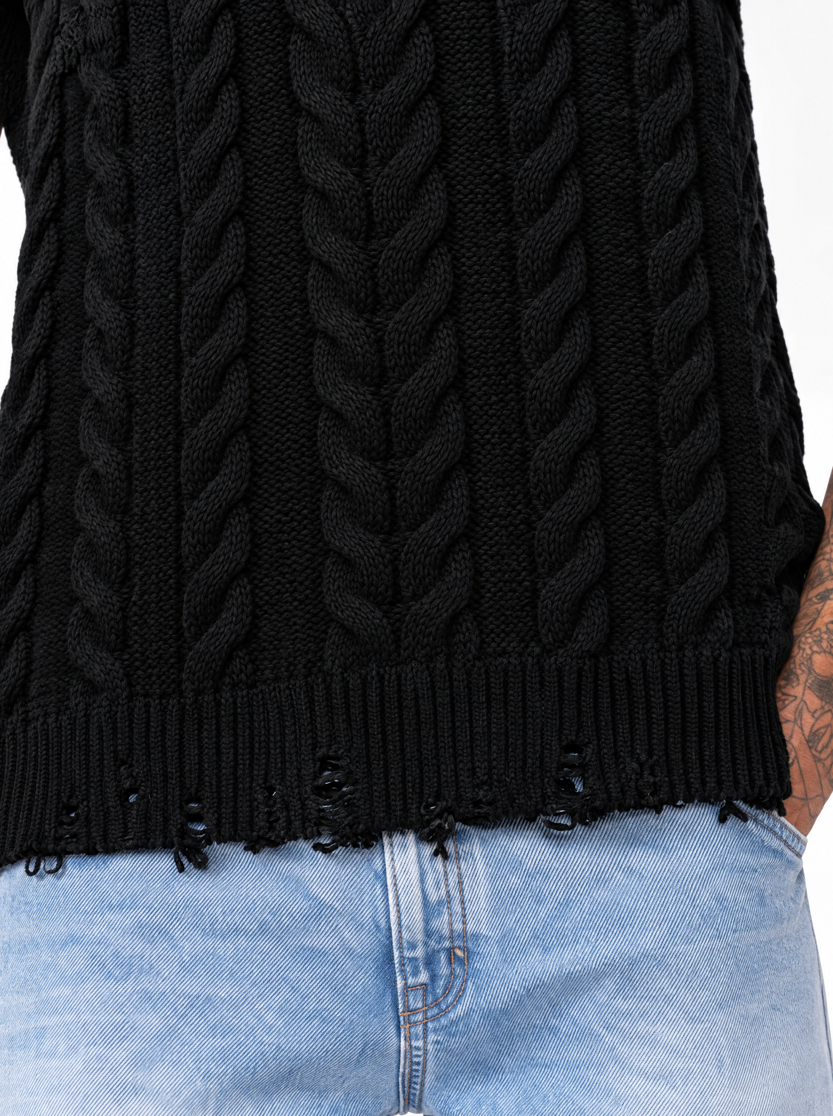 POLI BRAID Girocollo a treccia nero