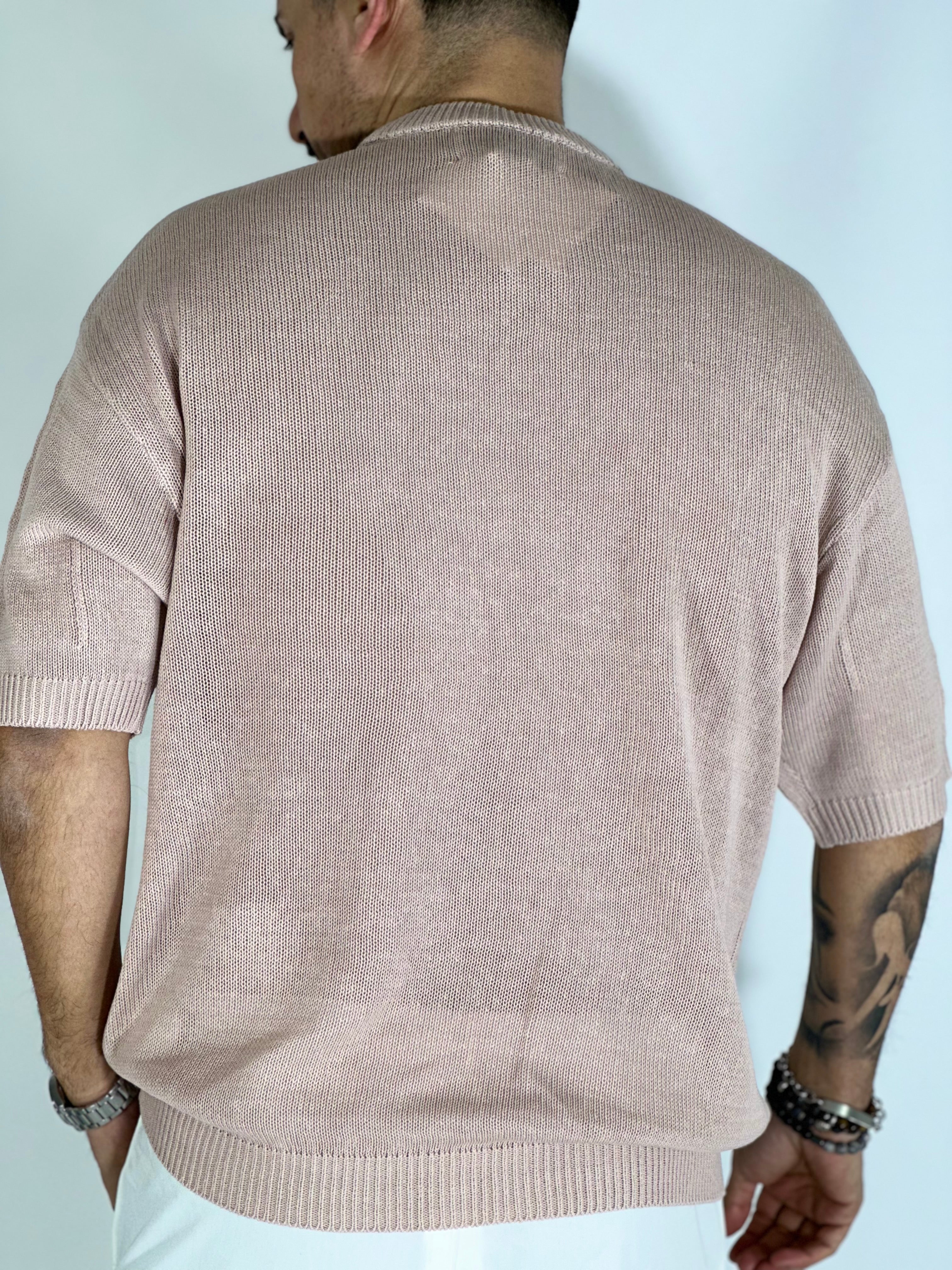T-shirt over ricamata rosa antico W86001