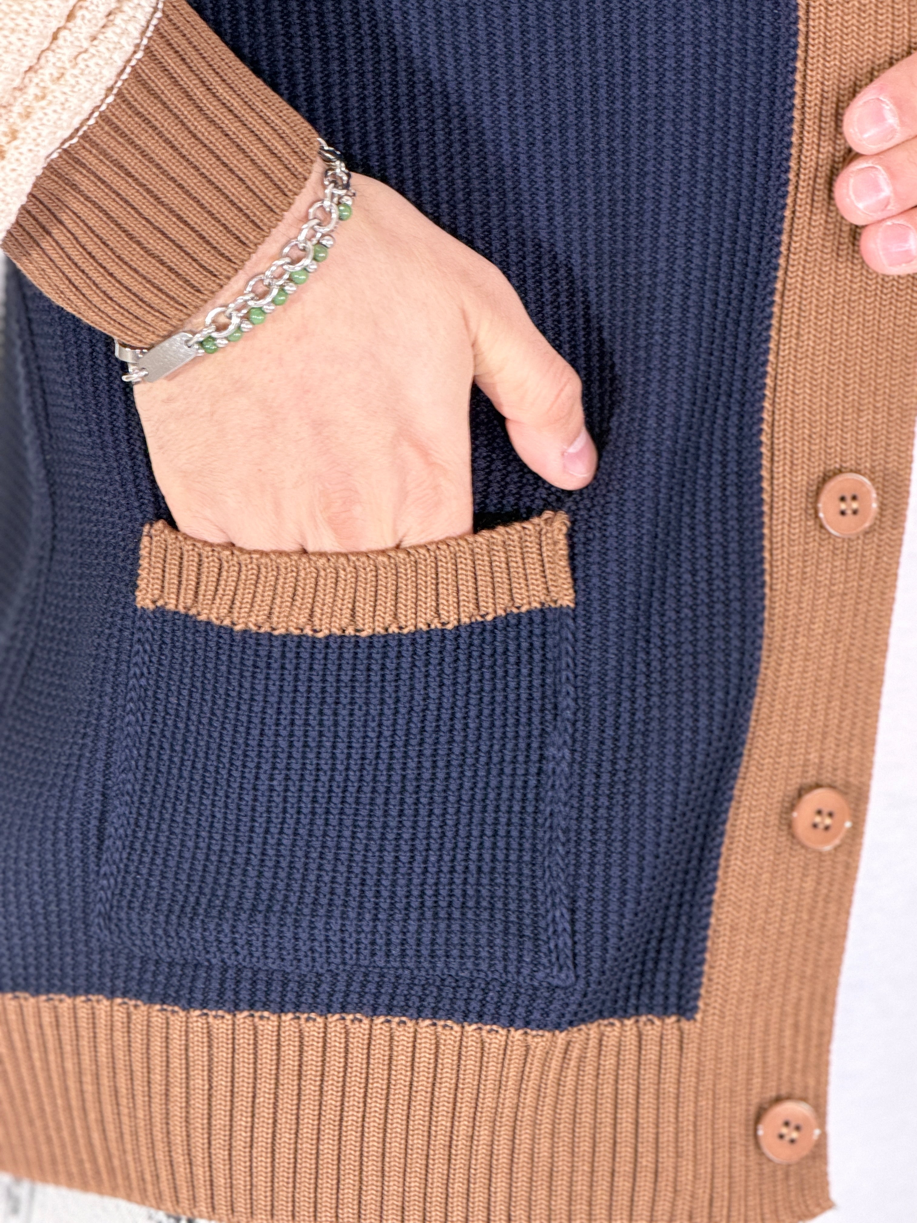Dale · Cardigan tricolor blu scuro