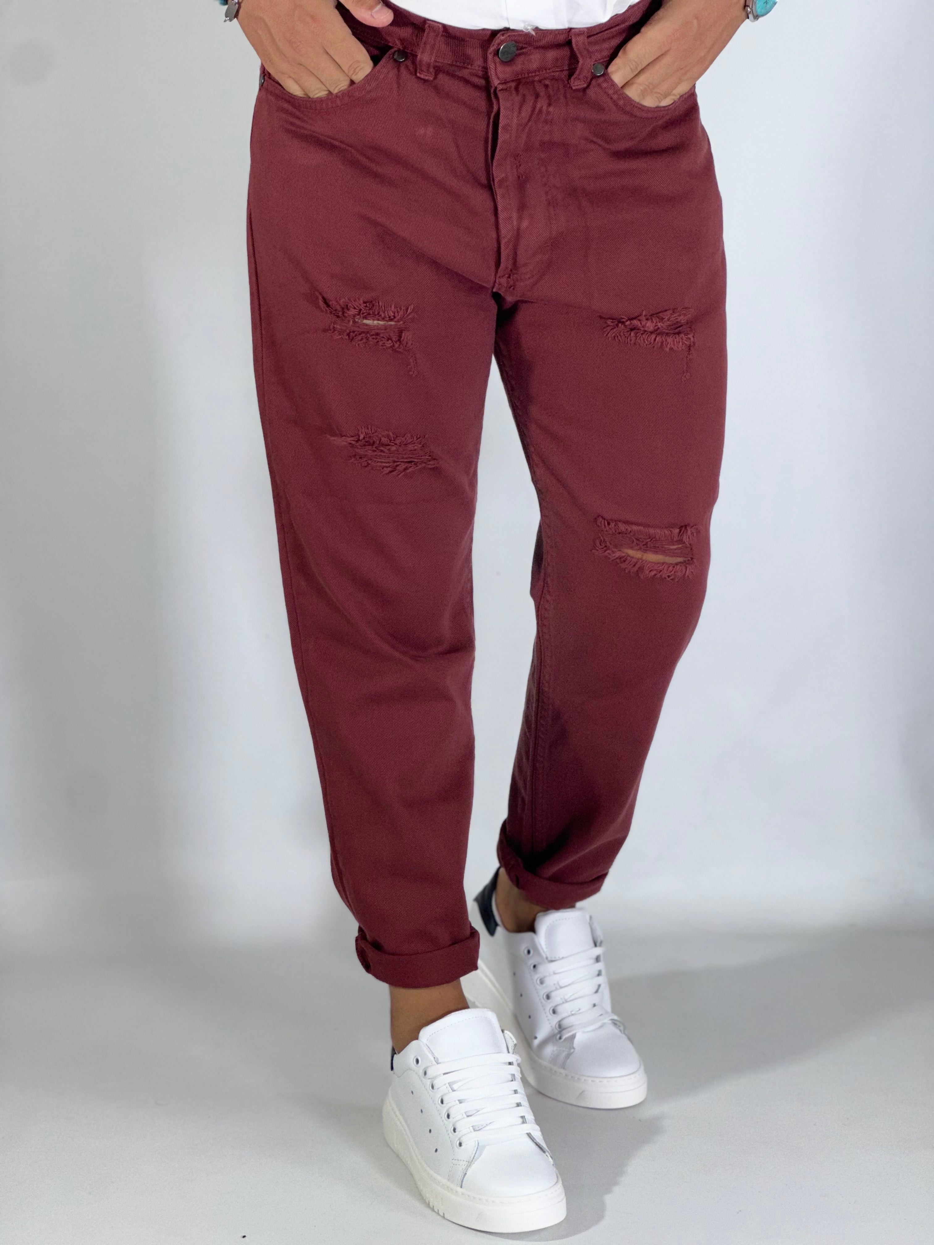 Pantalone loose fit bordeaux GV101