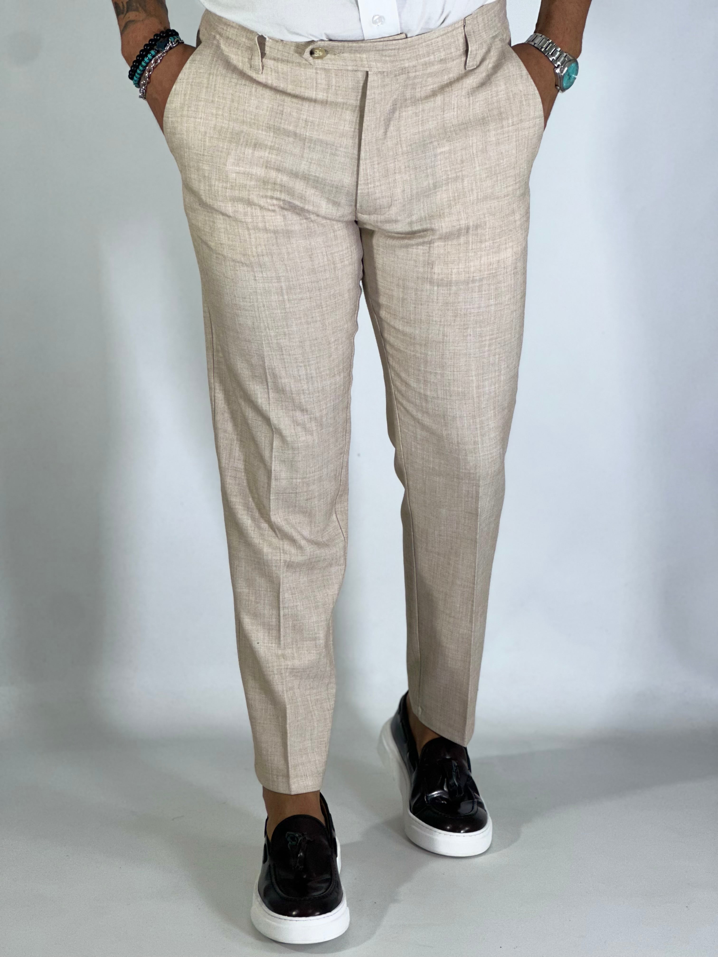 Pantalone elegante beige fiammato ELVIS migliaccio