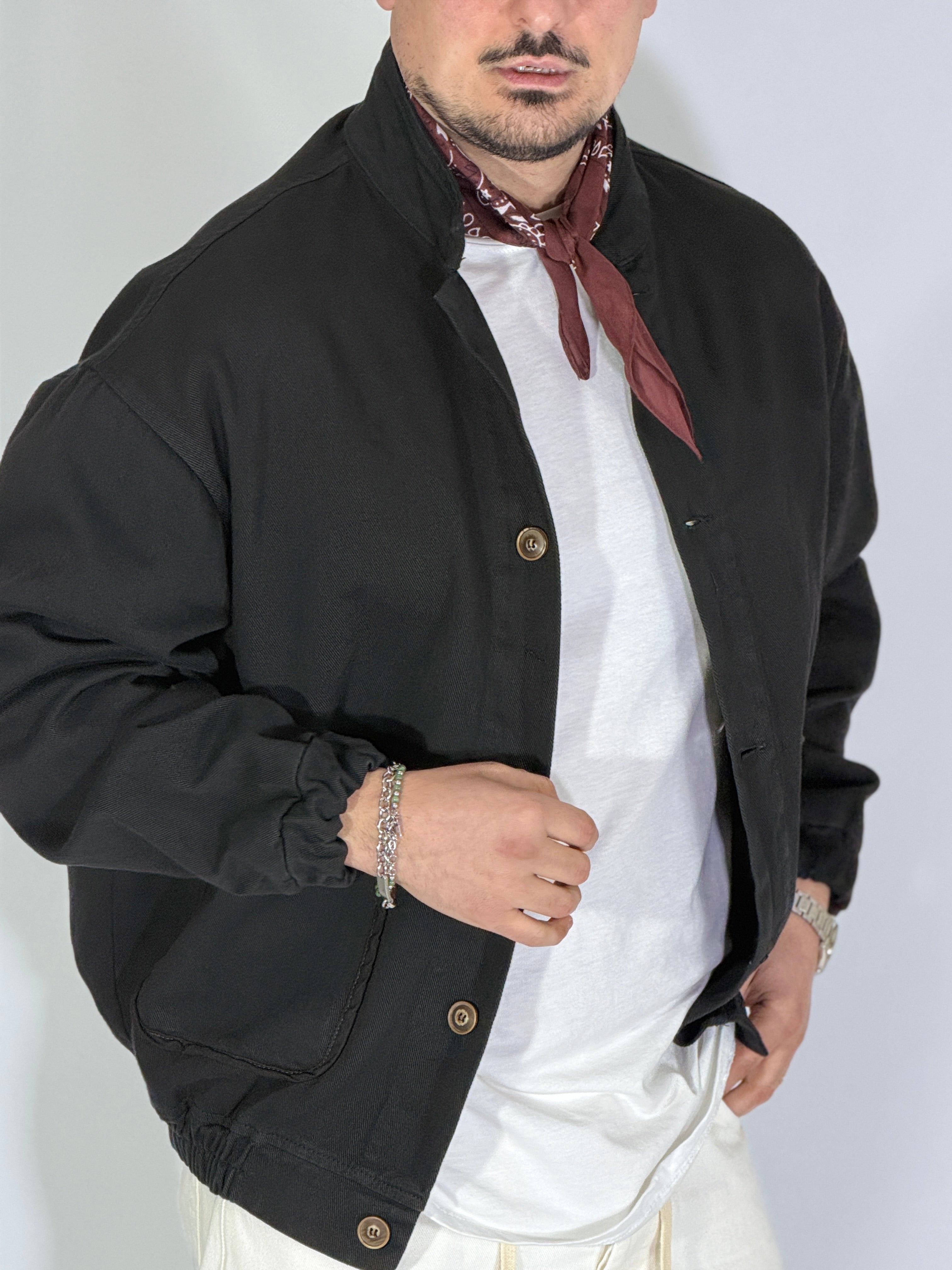 Giubbino con bandana cropped nero