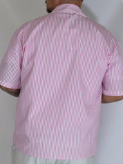 Camicia cropped rigata rosa ARNOLD